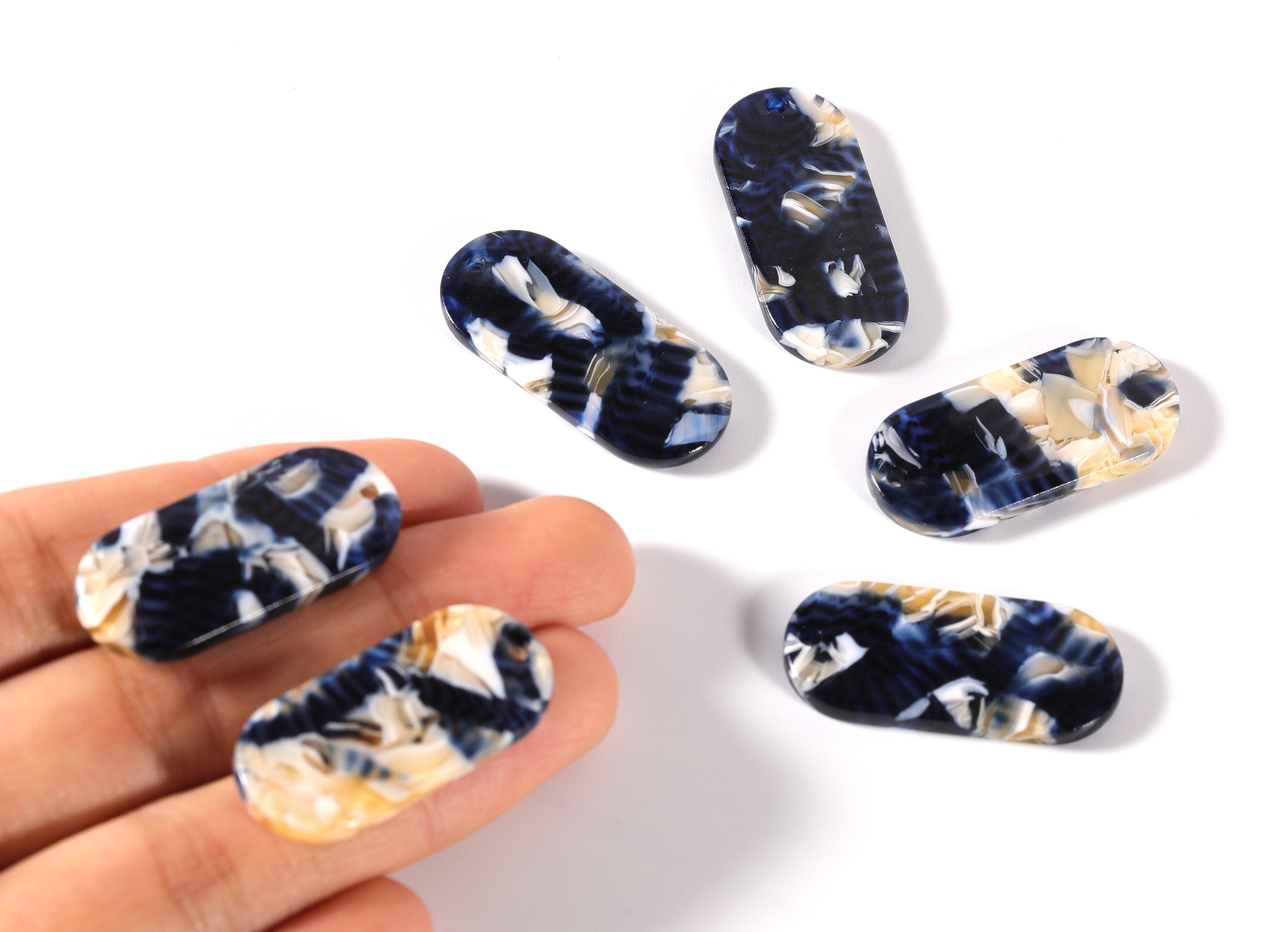 Acetate Oval Earring Charms - Oval Shaped Pendant - Earring Findings - Jewelry Supplies - Color Code: A27 - 30.65x13.76x2.66mm - AC1134D - DOMEDBAZAAR