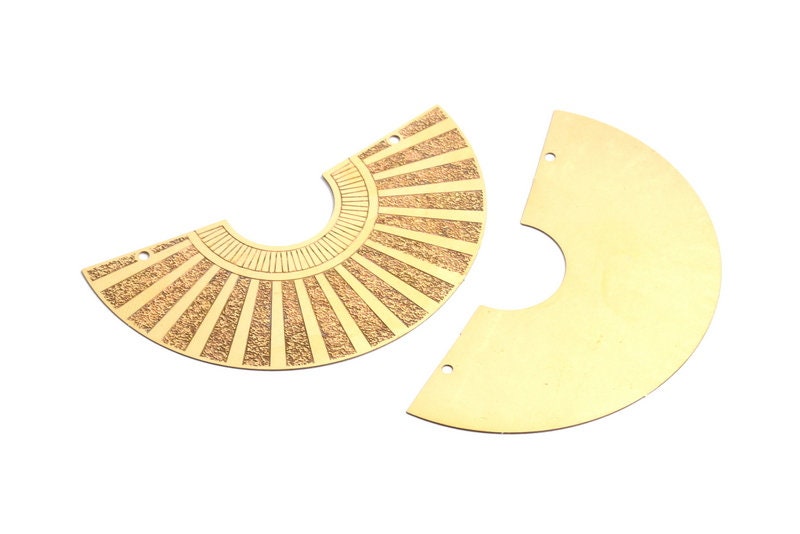 Semicircle Shaped Brass Necklace Charms - Raw Brass Semicircle Shaped Connector - Jewelry Supplies - 33.6x65.x0.3mm - JJA3949 - DOMEDBAZAAR