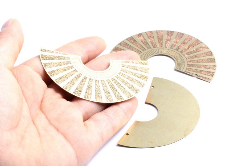 Semicircle Shaped Brass Necklace Charms - Raw Brass Semicircle Shaped Connector - Jewelry Supplies - 33.6x65.x0.3mm - JJA3949 - DOMEDBAZAAR