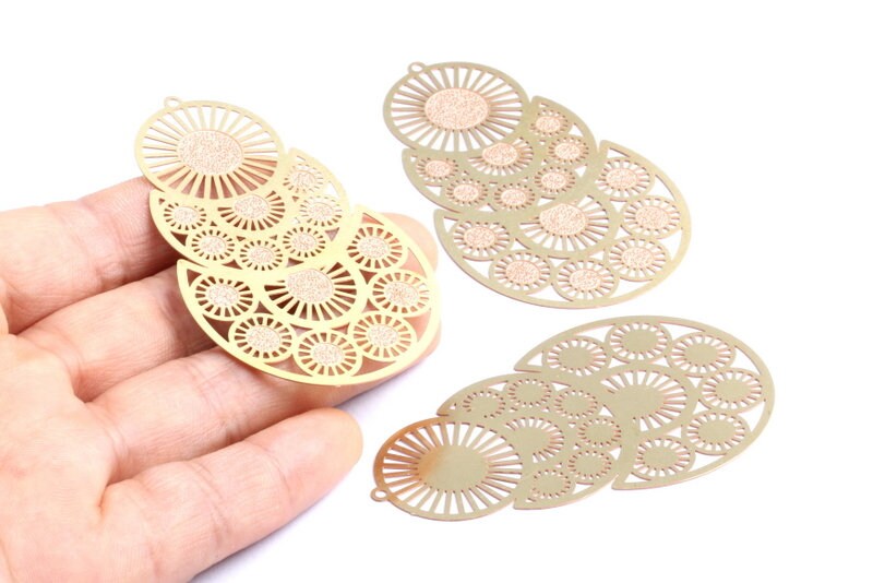 Raw Brass Hollow Out Earring Charms - Exaggerated Earring Charms - Earring Findings - Jewelry Supplies - 64.5x38x0.3mm - JJA3895 - DOMEDBAZAAR