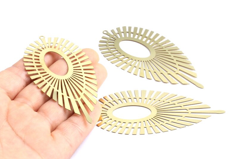 Raw Brass Marquise Shaped Earrings Charms - Brass Hallow Out Earring Charm - Earring Findings - Jewelry Supplies - 79.2x37.8x0.3mm - JJA3603 - DOMEDBAZAAR