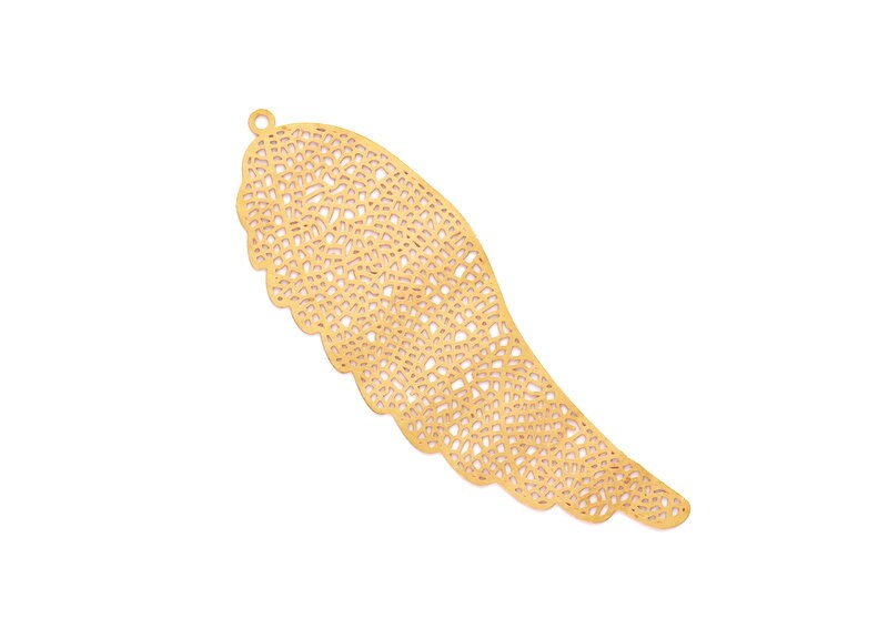 Raw Brass Angel Wings Shaped Earring Charms - Hallow Out Earring Charms - Earring Findings - Jewelry Supplies - 68.6x23.5mm - JJB3339 - DOMEDBAZAAR
