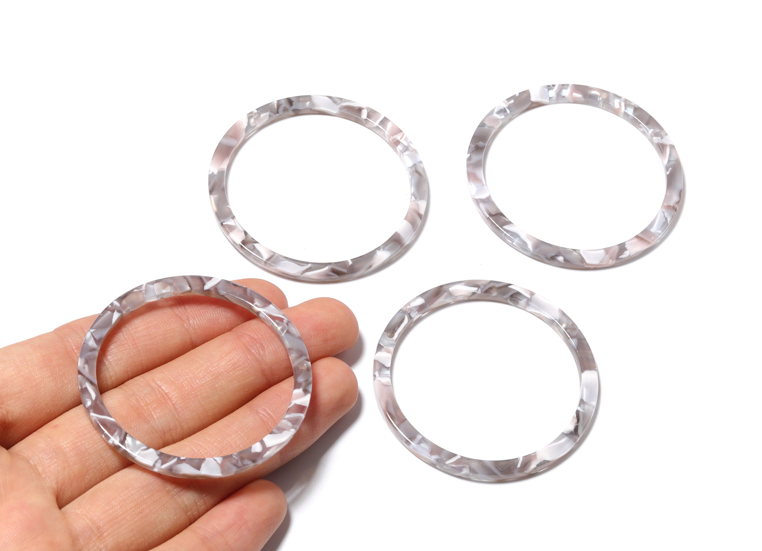 Acetate Hoop Earrings Charms - Circle Pendant - Earring Findings - Jewelry Supplies - Color Code: A20 - 44.3x44.3x2.7mm - AC1126F - DOMEDBAZAAR