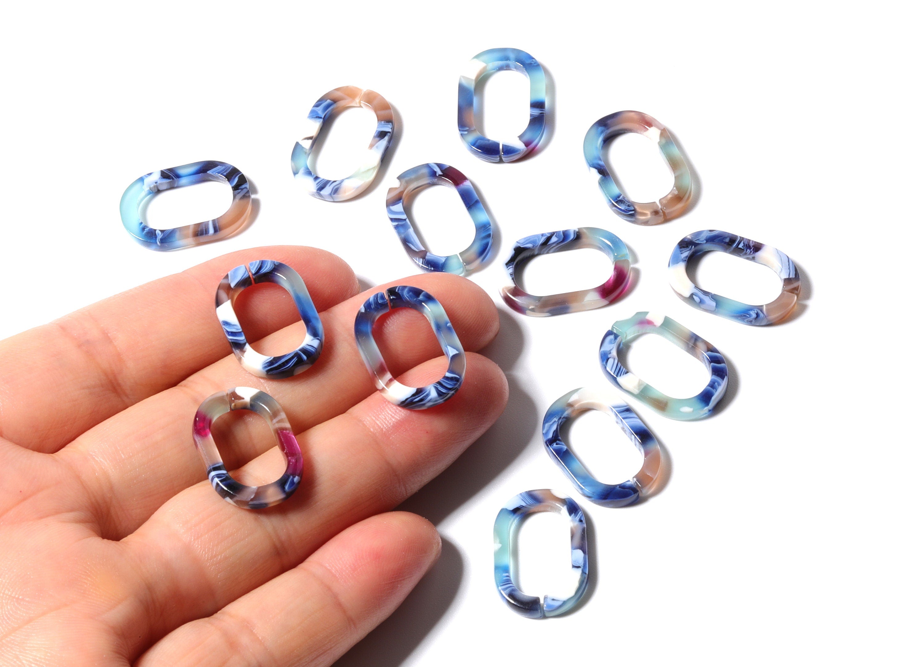 Acetate Oval Earring Charms - Acrylic Oval Pendant - Flat Cable Chain - Jewelry Supplies - Color Code: A19 - 19.65x13.3x2.58mm - AC1175A - DOMEDBAZAAR