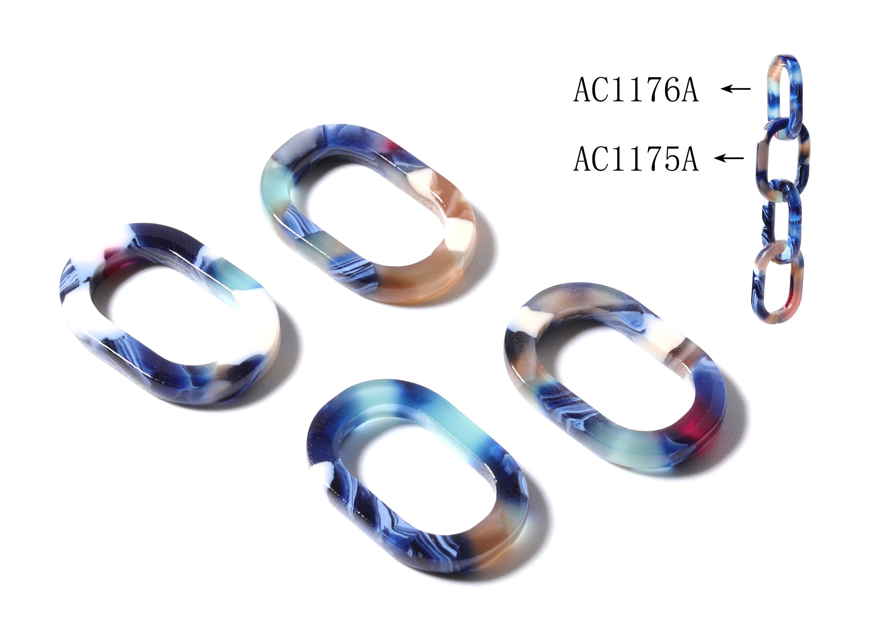 Acetate Oval Earring Charms - Acrylic Oval Pendant - Flat Cable Chain - Jewelry Supplies - Color Code: A19 - 19.65x13.3x2.58mm - AC1176A - DOMEDBAZAAR