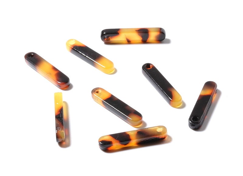 Acetate Acrylic Earring Charms - AmberTortoise Shell Earrings - Stick Shaped Pendant - Color Code: A01 - 20.6x4.27x2.6mm - AC1150D - DOMEDBAZAAR