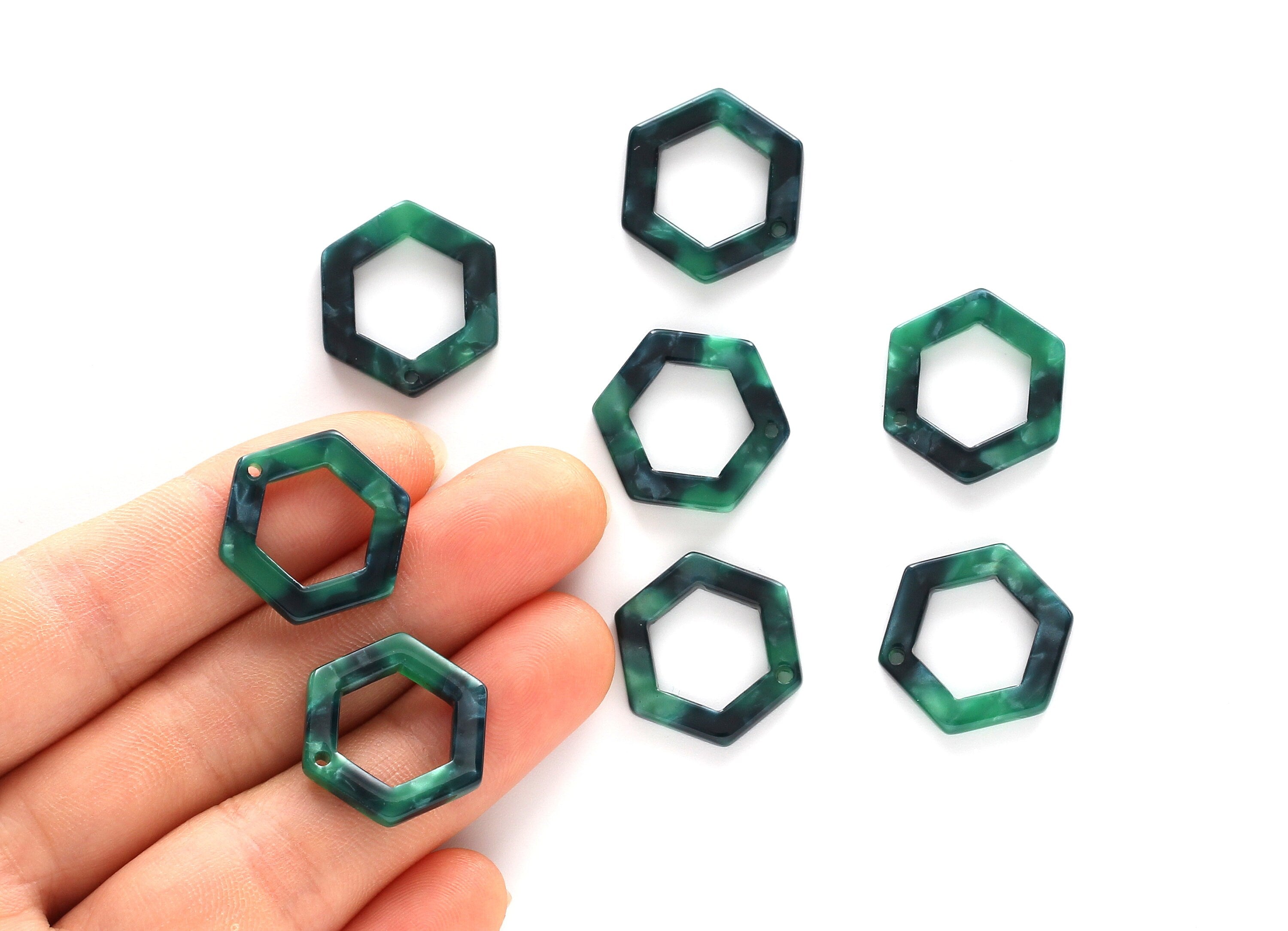 Acetate Hexagon Earring Charms - Hexagon Shaped Pendant - Earring Findings - Jewelry Supplies - Color Code: A13 - 20x18.1x2.6mm - AC1122C - DOMEDBAZAAR