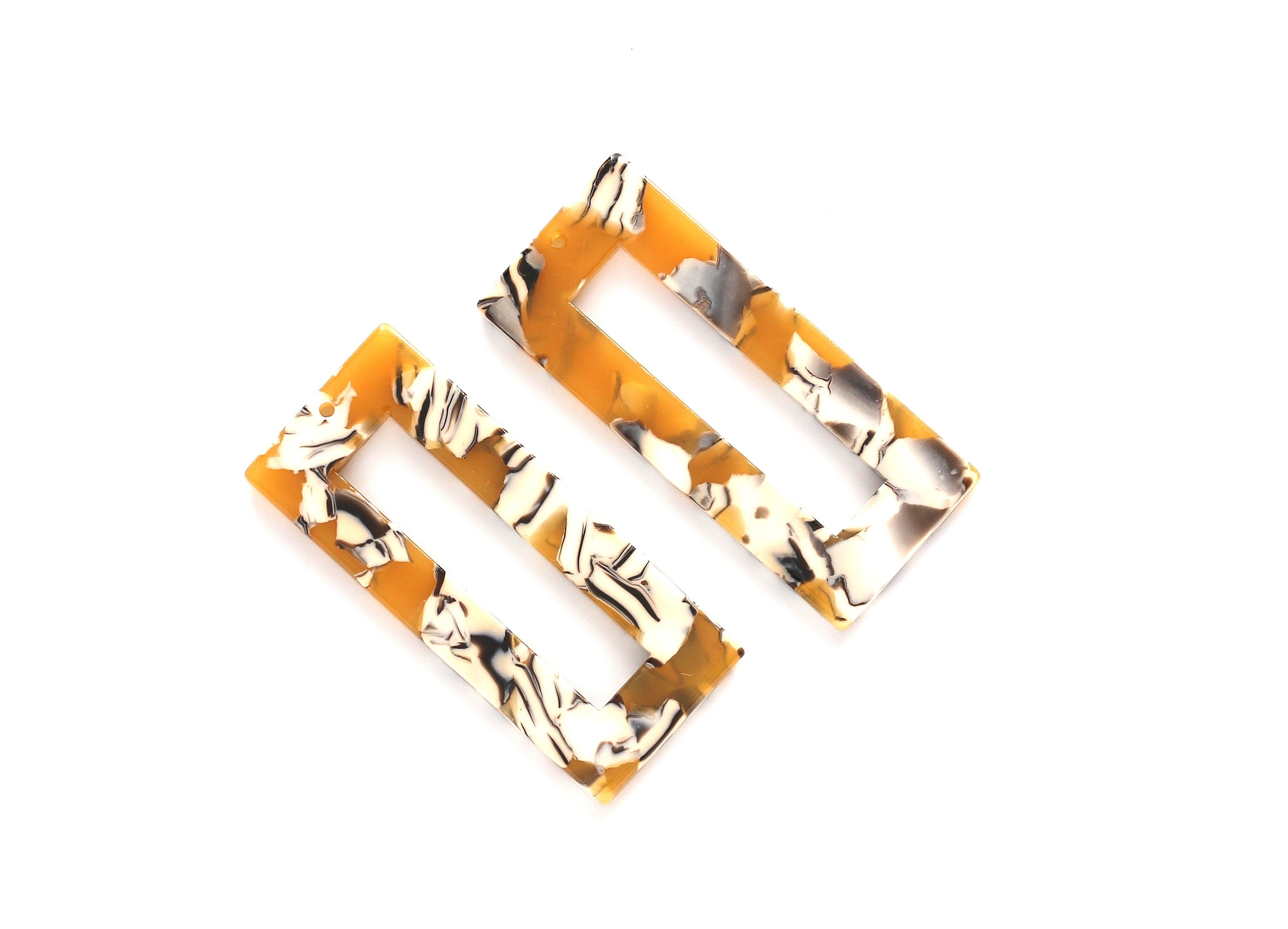 Acetate Rectangle Charms - Rectangle Pendant - Earring Findings - Jewelry Supplies - Color Code: A14 - 48x20x2.5mm - AC1025K - DOMEDBAZAAR