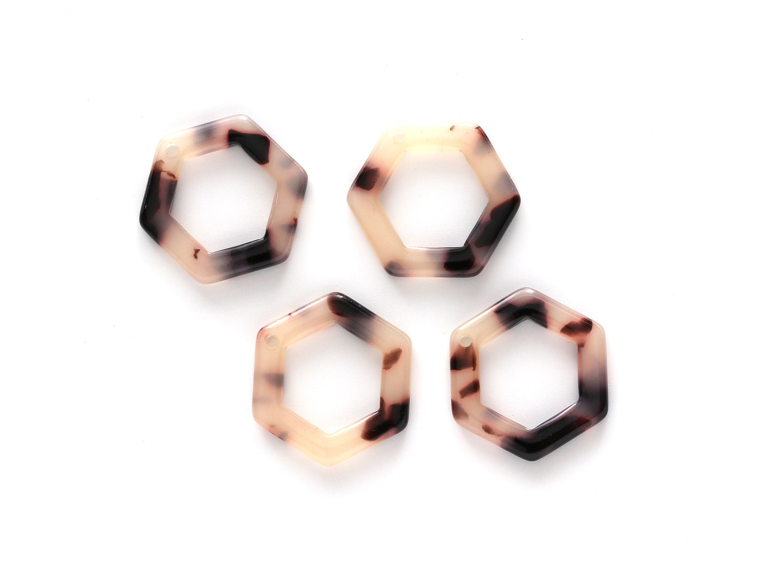 Acetate Acrylic Earring Charm - Blonde Tortoise Shell Earring - Hexagon Shaped Pendant - Color Code: A07 - 20x18.1x2.6mm - AC1122B - DOMEDBAZAAR