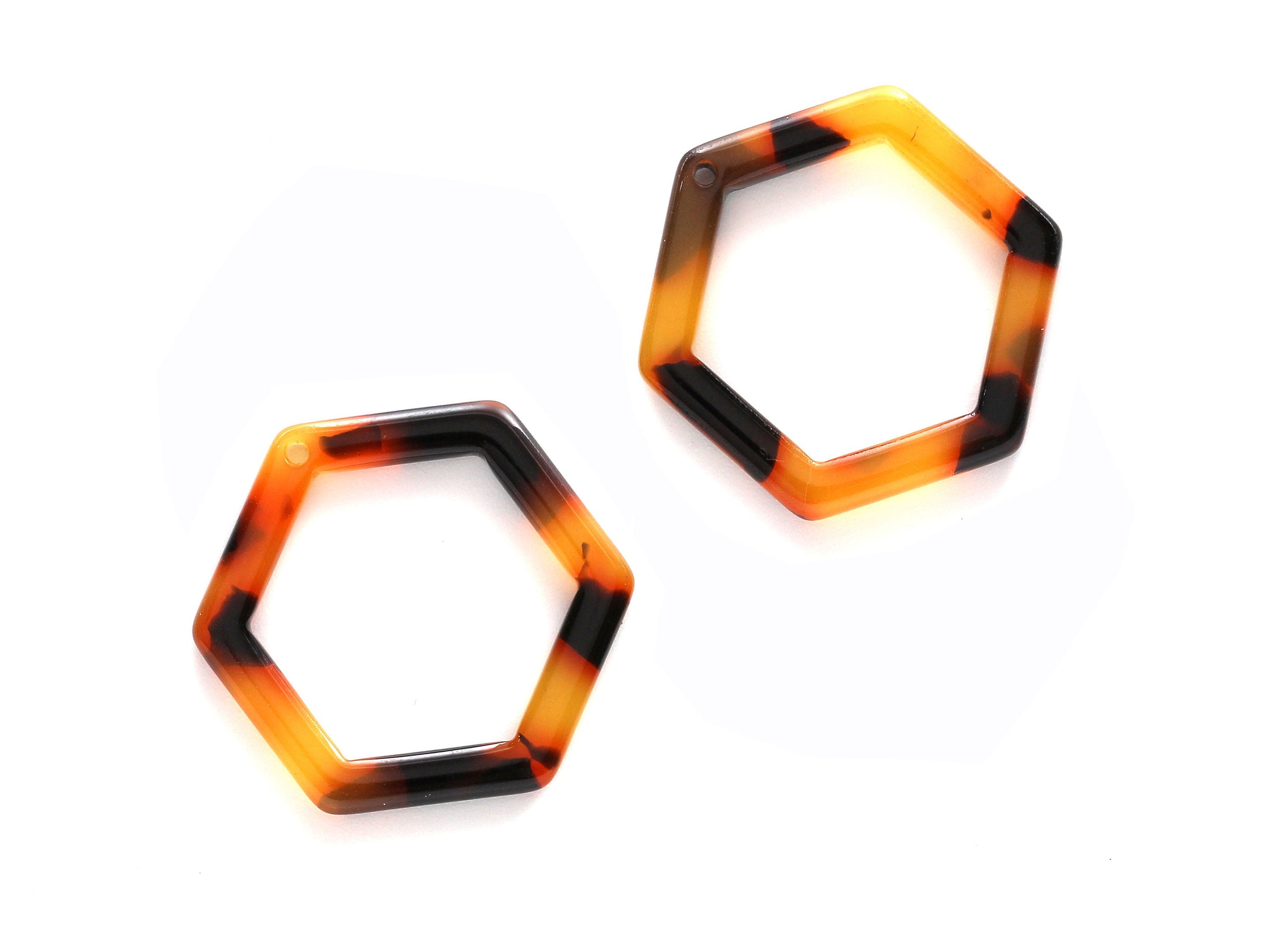 Acetate Acrylic Earring Charm - Tortoise Shell Earring - Hexagon Pendant - Jewelry Supplies - Color Code: A01 - 28.18x25x2.6mm - AC1123A - DOMEDBAZAAR