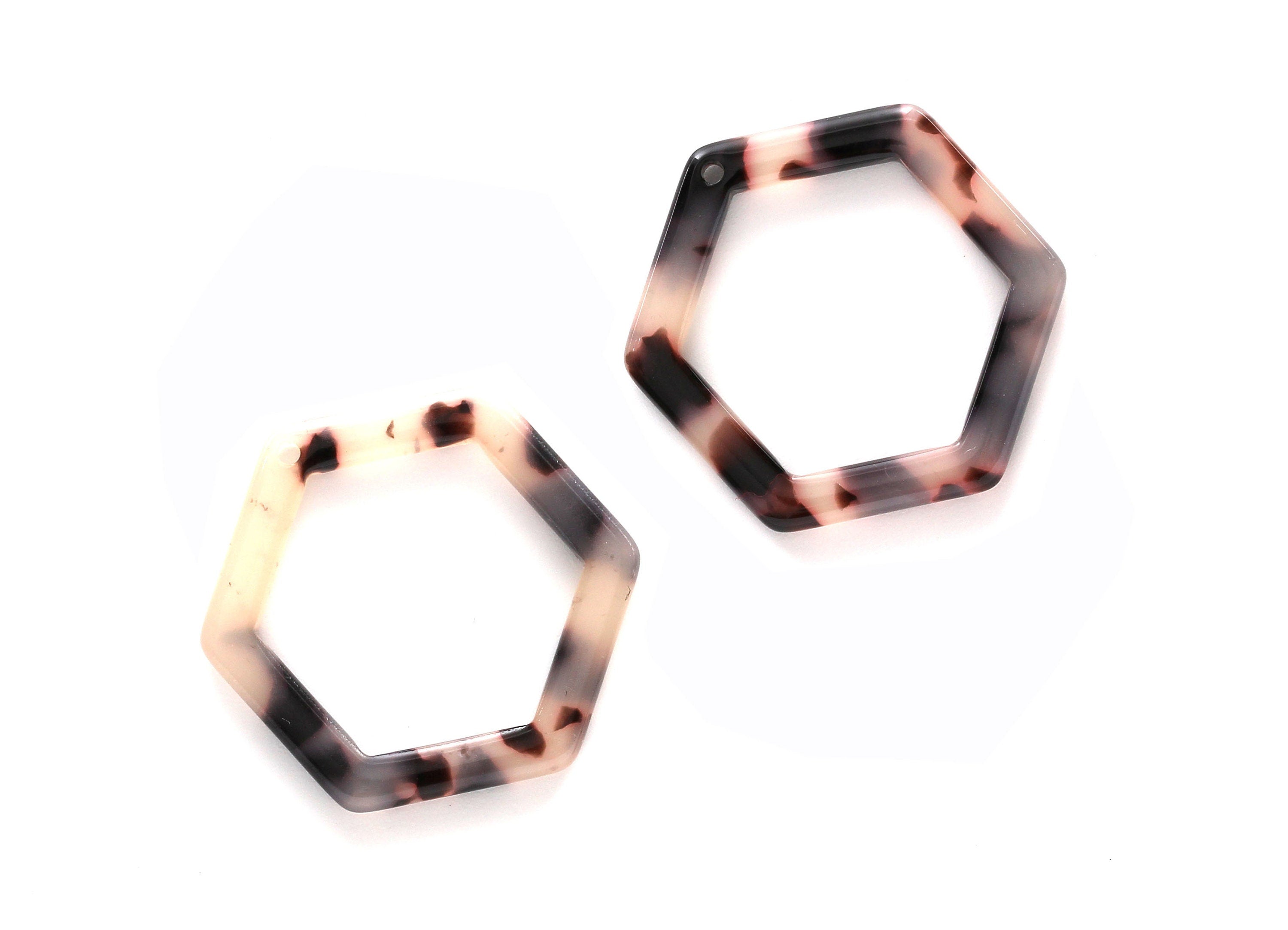 Acetate Acrylic Earring Charm - Blonde Tortoise Shell Hexagon Shaped Earrings - Color Code: A06 - 28.18x25x2.6mm - AC1123B - DOMEDBAZAAR
