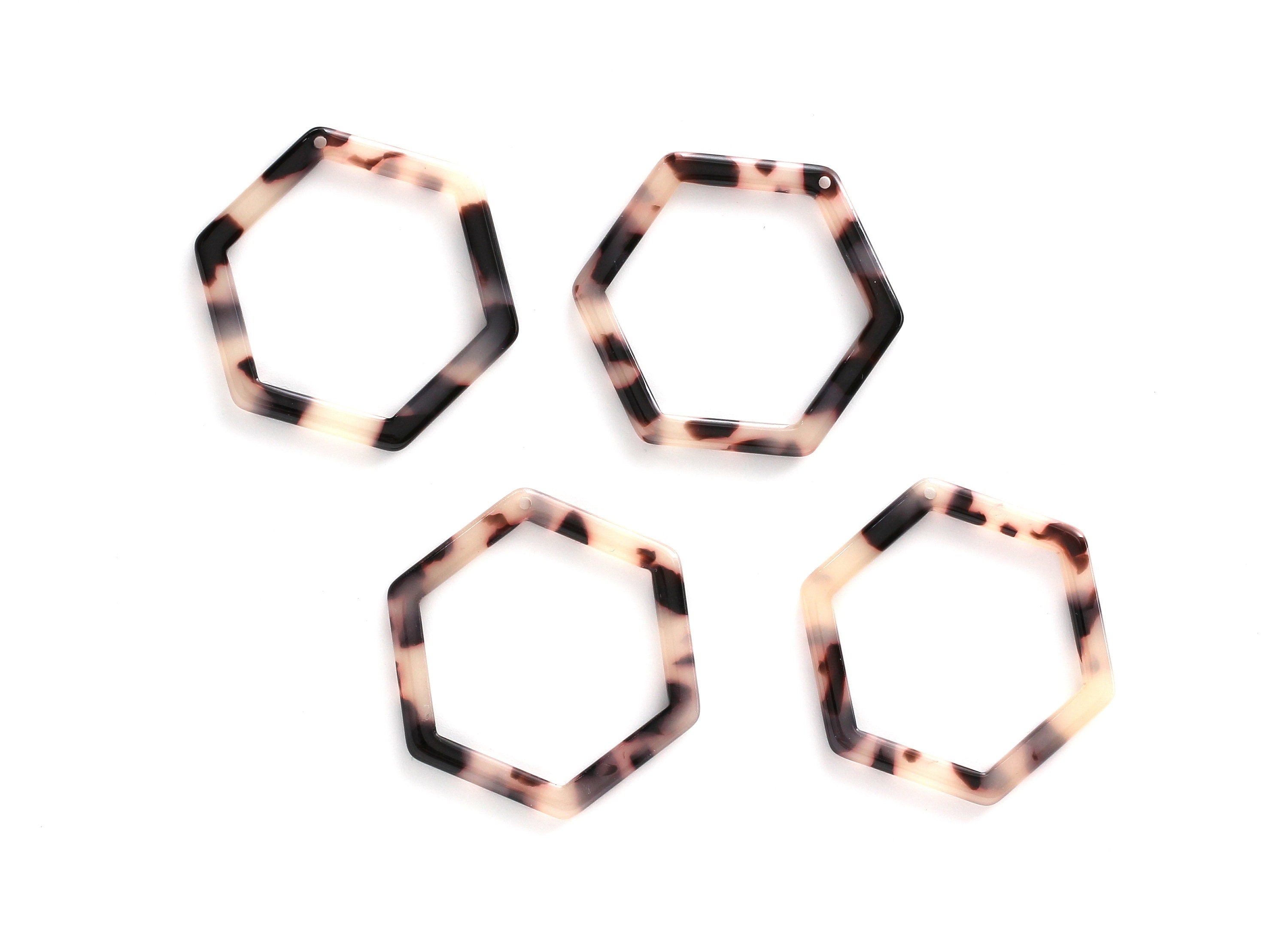 Acetate Acrylic Earring Charm - Blonde Tortoise Shell Earrings - Hexagon Shaped Pendant - Color Code: A06 - 36x32x2.68mm - AC1124B - DOMEDBAZAAR