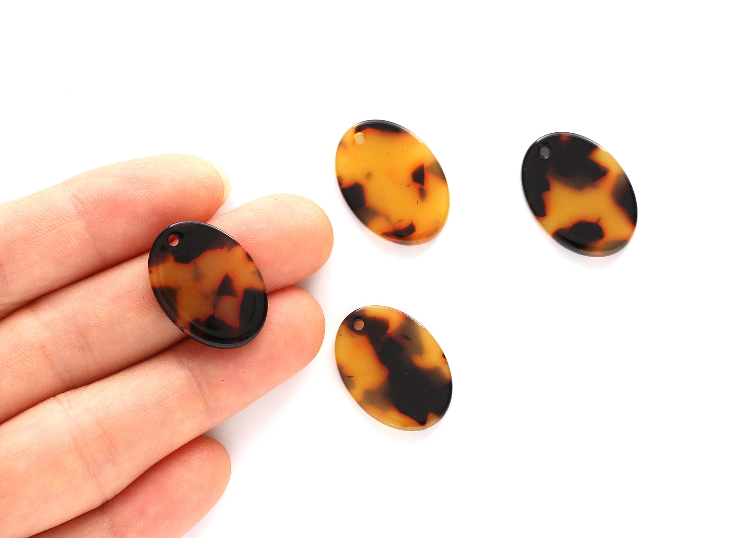 Acetate Oval Charms - Tortoise Shell Earrings - Oval Pendant - Jewelry Making Supplys - Color Code: A01 - 22x16x2.6mm - AC1113 - DOMEDBAZAAR