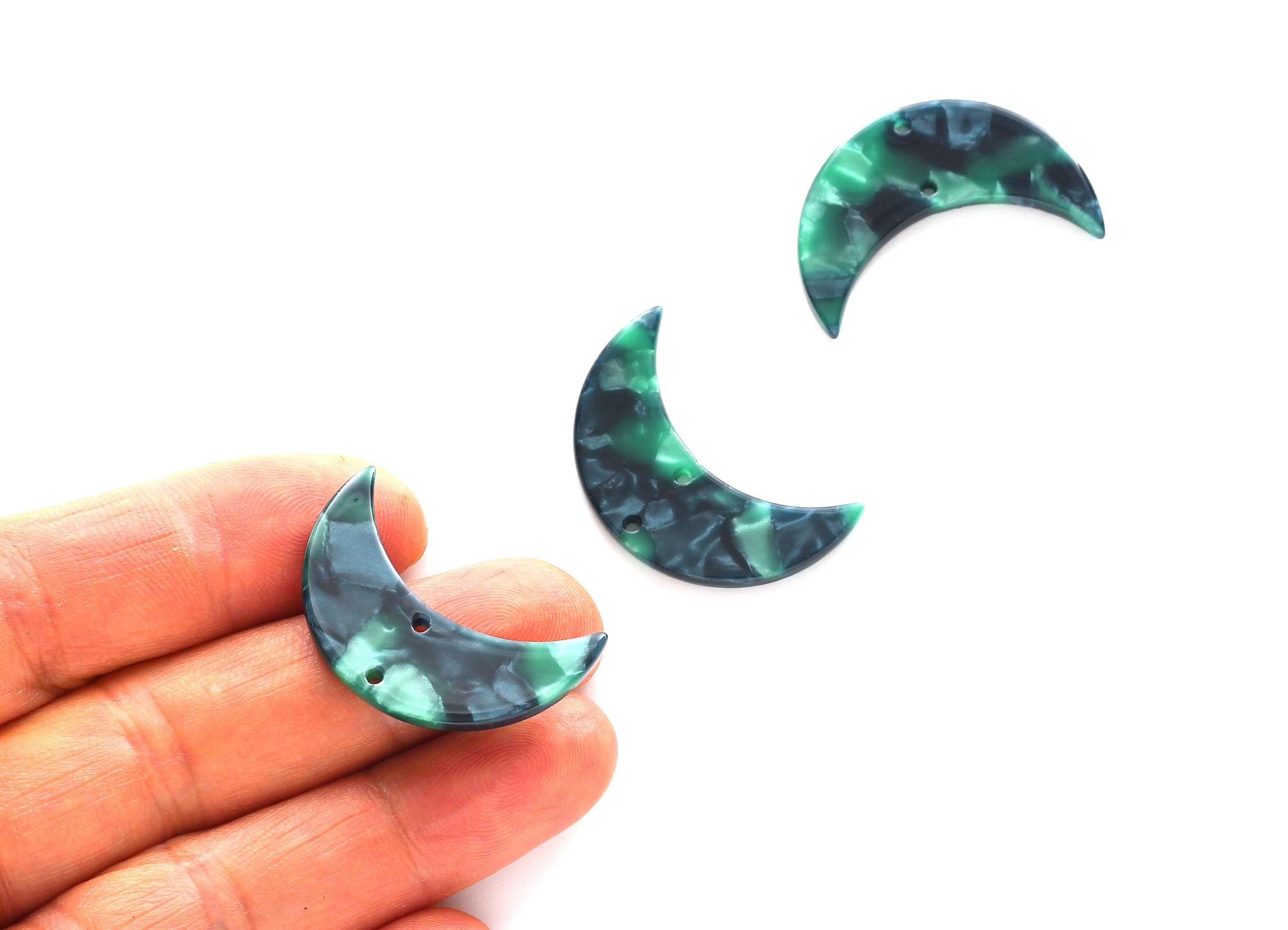 Acetate Moon Connector - Two Holes - Moon Earring and Pendant - Jewellery Supplies - Color Code: A13 - 29.9x19.4x2.6mm - AC1110CC - DOMEDBAZAAR