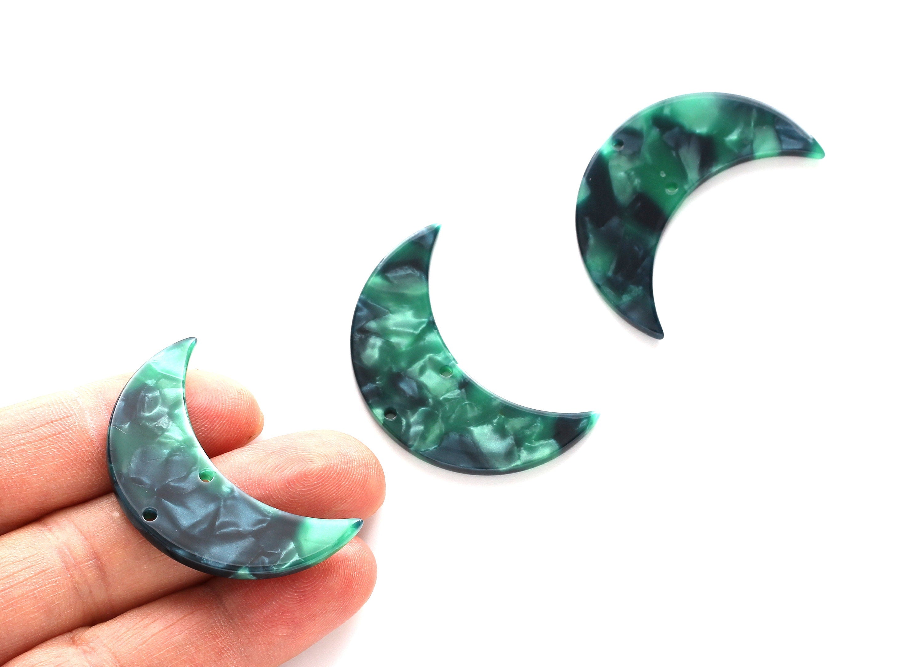 Acetate Moon Connector - Two Holes - Moon Earrings and Pendant - Jewelry Supplies - Color Code: A13 - 37.9x25.5x2.6mm - AC1111CC - DOMEDBAZAAR