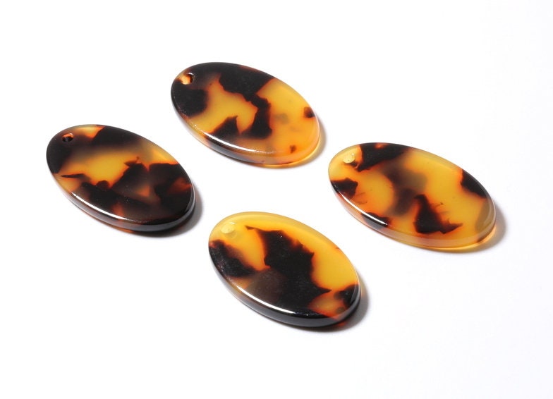Acetate Oval Earring Charms - Tortoise Shell Earrings - Oval Pendant - Jewelry Making Supplies - Color Code: A01 - 26x13.7x2.53mm - AC1163A - DOMEDBAZAAR