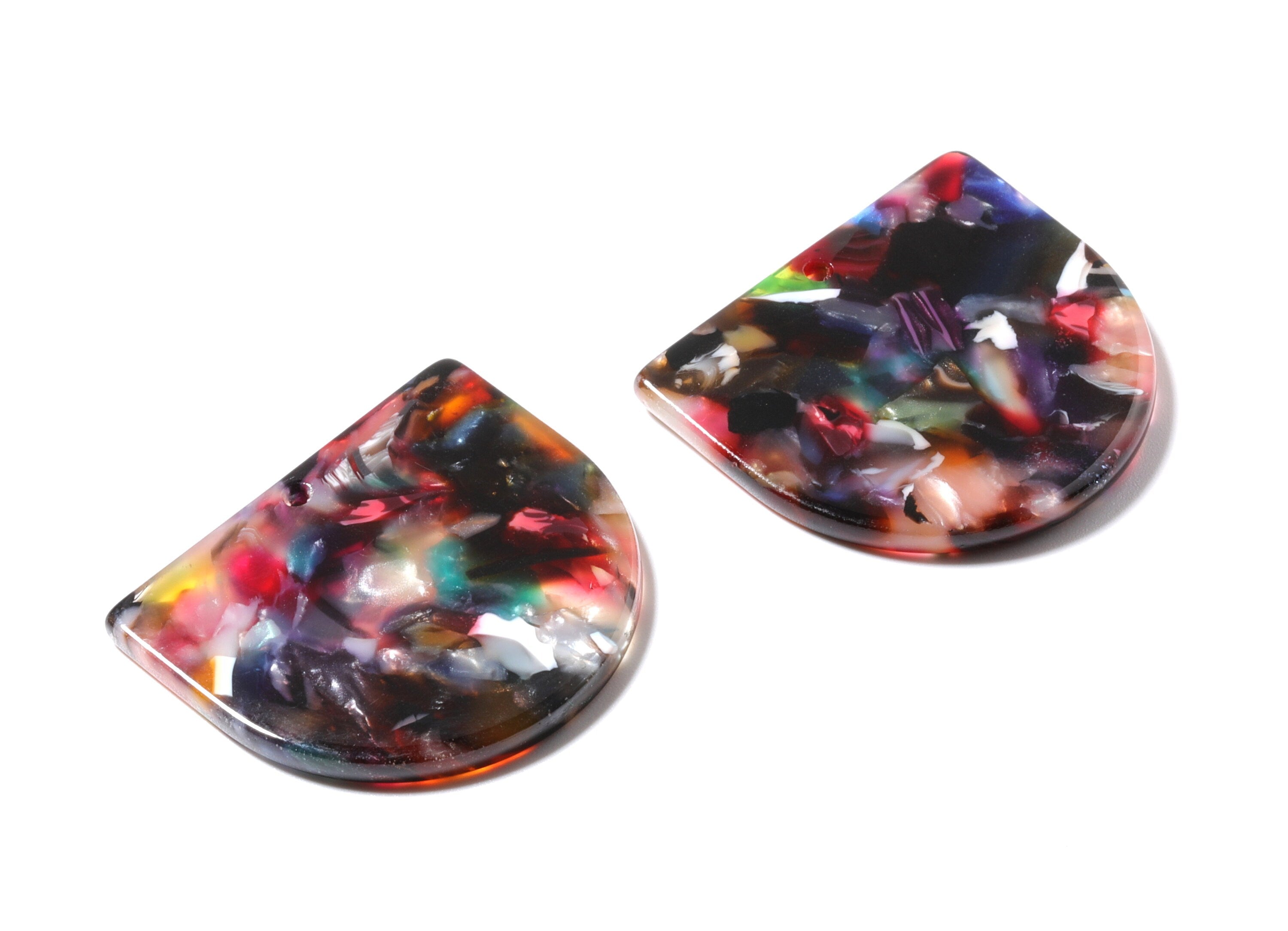 Acetate Acrylic Earring Charms One Hole - D Shaped Pendant - Color Code: A57 - 29.5x34.3x2.48mm - AC1094P - DOMEDBAZAAR
