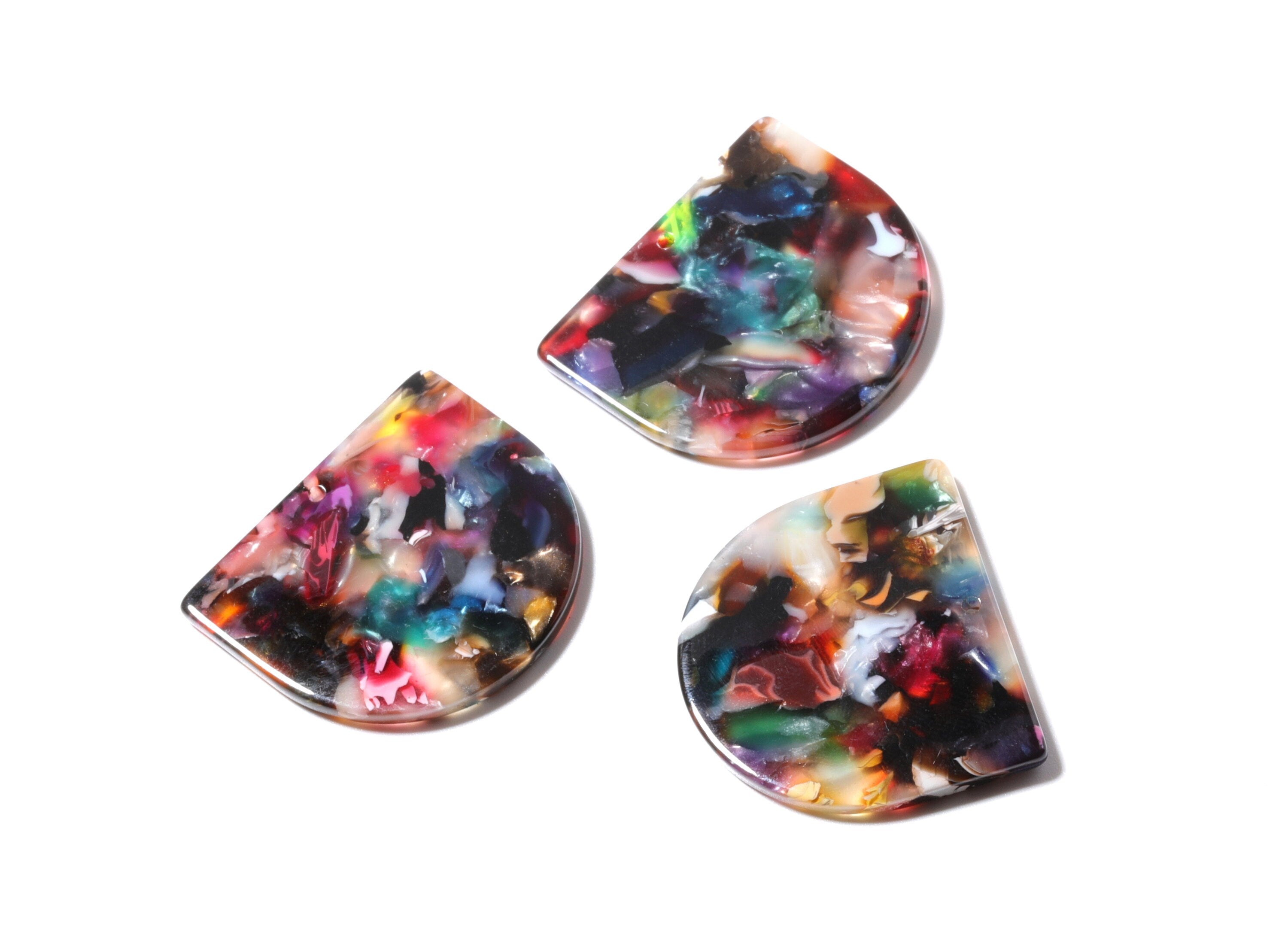 Acetate Acrylic Earring Charms One Hole - D Shaped Pendant - Color Code: A57 - 29.5x34.3x2.48mm - AC1094P - DOMEDBAZAAR