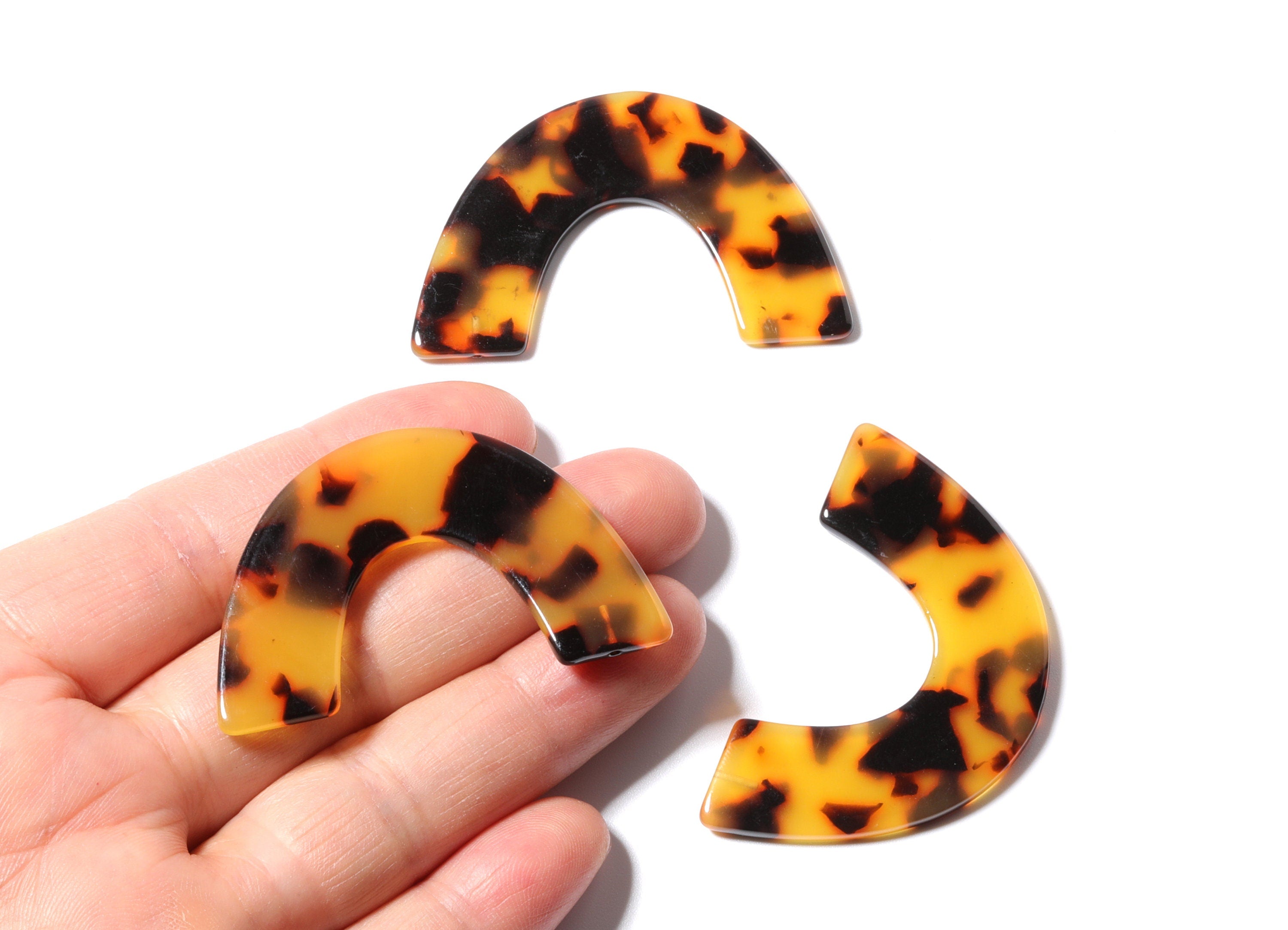 Acetate Large Arch Earring Charms One Hole - Semi Oval & U Pendant - Jewelry Making Supplies - Color Code: A02 - 30.5x48.2x2.51mm - AC1095A3 - DOMEDBAZAAR