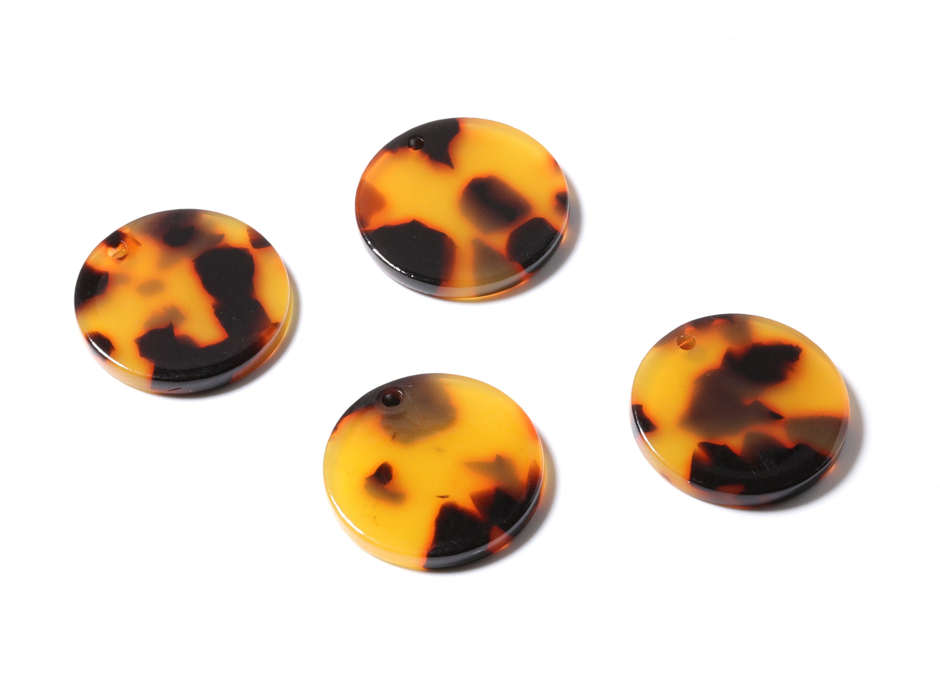 Acetate Acrylic Earring Charms - Tortoise Shell Earrings - Coin Pendant - Jewelry Supplies - Color Code: A02 - 21.85x21.85x2.68mm - AC1170A - DOMEDBAZAAR