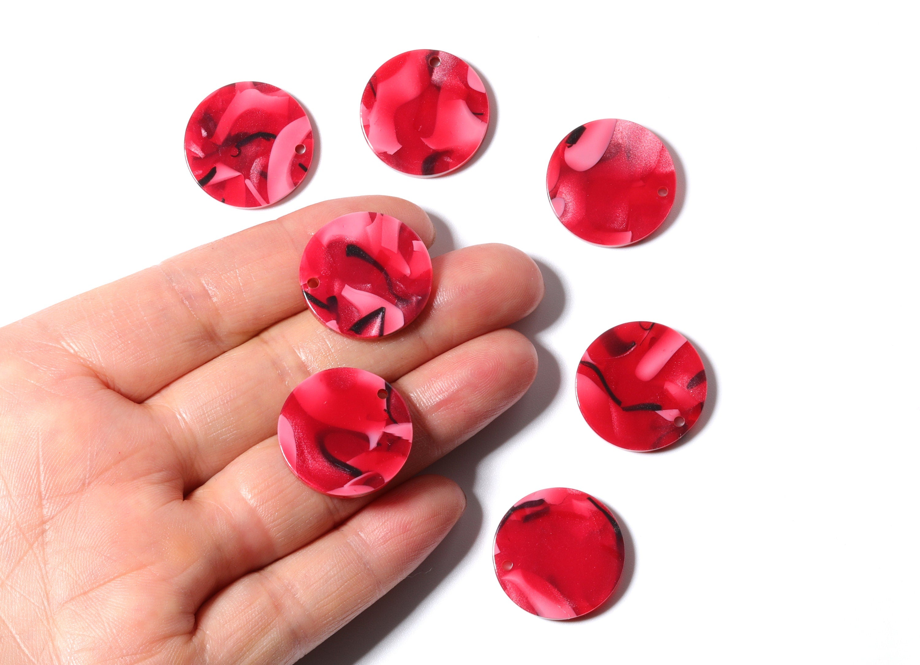 Acetate Round Earring Charms - Coin Shaped Pendant - Earring Findings - Jewelry Supplies - Color Code: A56 - 21.85x21.85x2.68mm - AC1170B - DOMEDBAZAAR