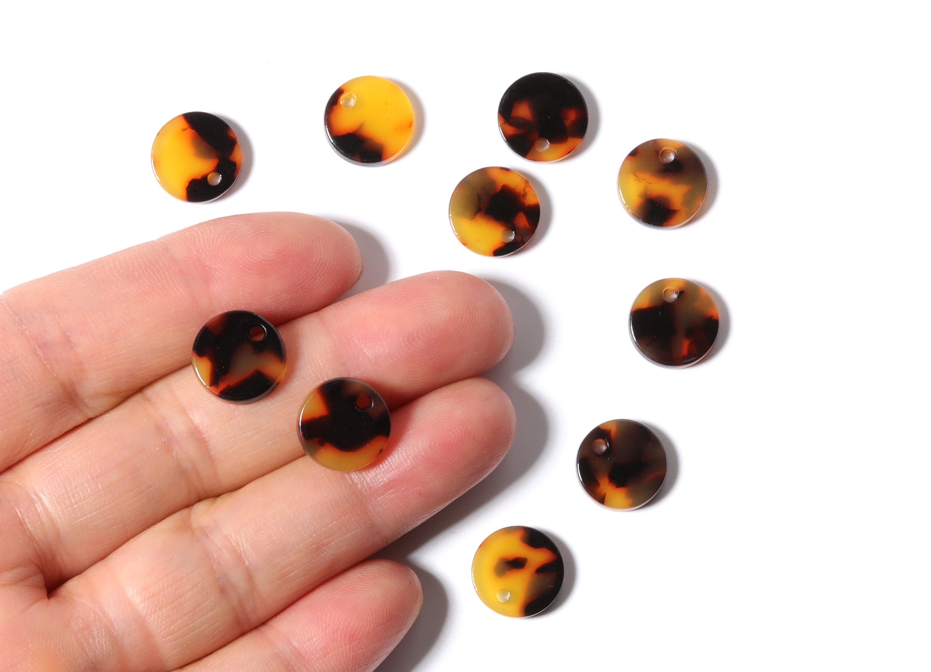 Acetate Earring Charms - Tortoise Shell Earrings - Round Circle Pendant - Jewelry Making Supplies - 11.81x11.81x2.58mm - AC1161A - DOMEDBAZAAR