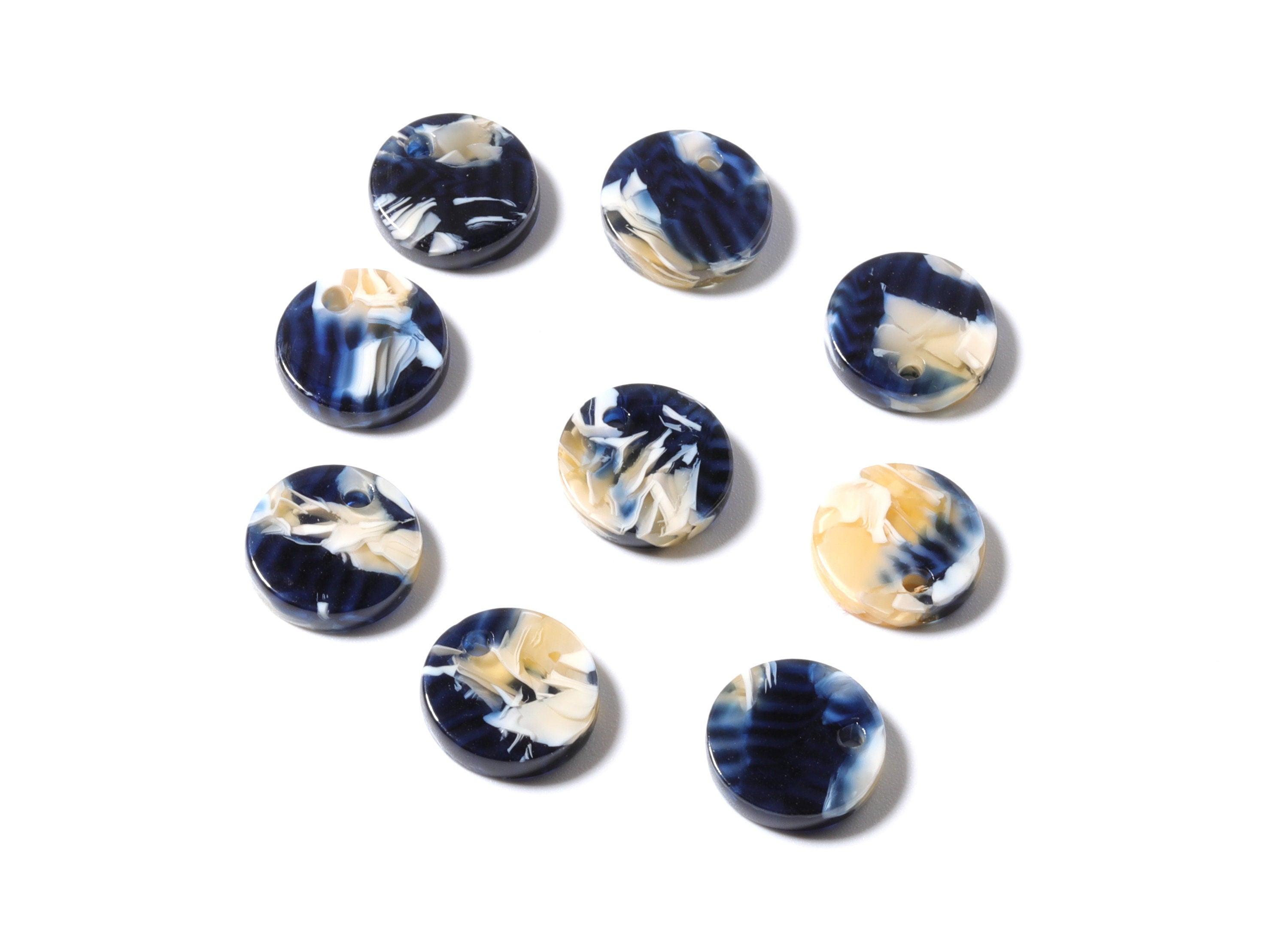 Acetate Round Earring Charms - Circle Shaped Pendant - Earring Findings - Jewelry Supplies - Color Code: A27 - 11.81x11.81x2.58mm - AC1161C - DOMEDBAZAAR