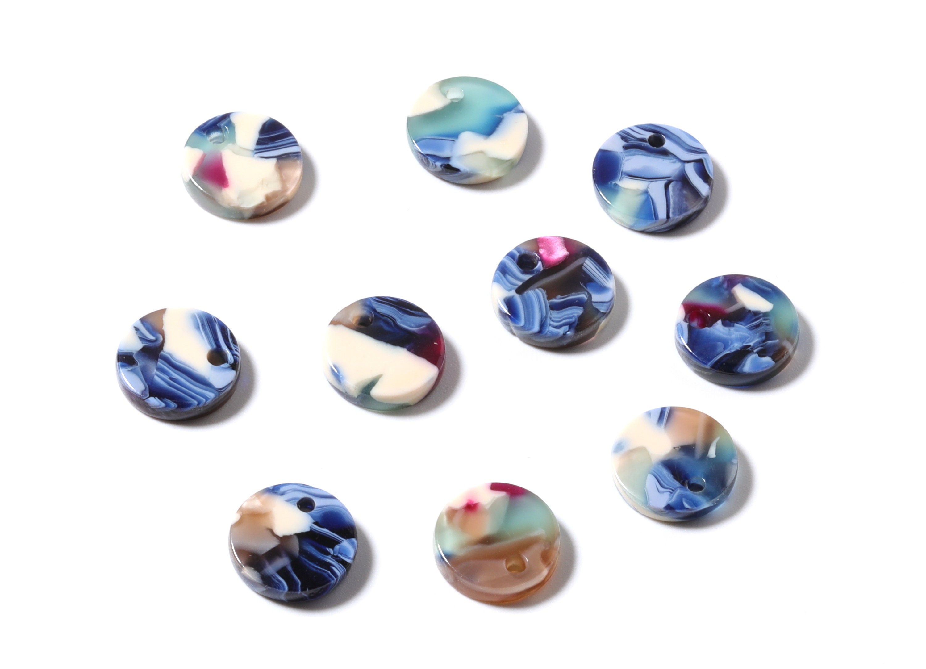 Acetate Round Earring Charms - Circle Shaped Pendant - Earring Findings - Jewelry Supplies - Color Code: A19 - 11.81x11.81x2.58mm - AC1161D - DOMEDBAZAAR