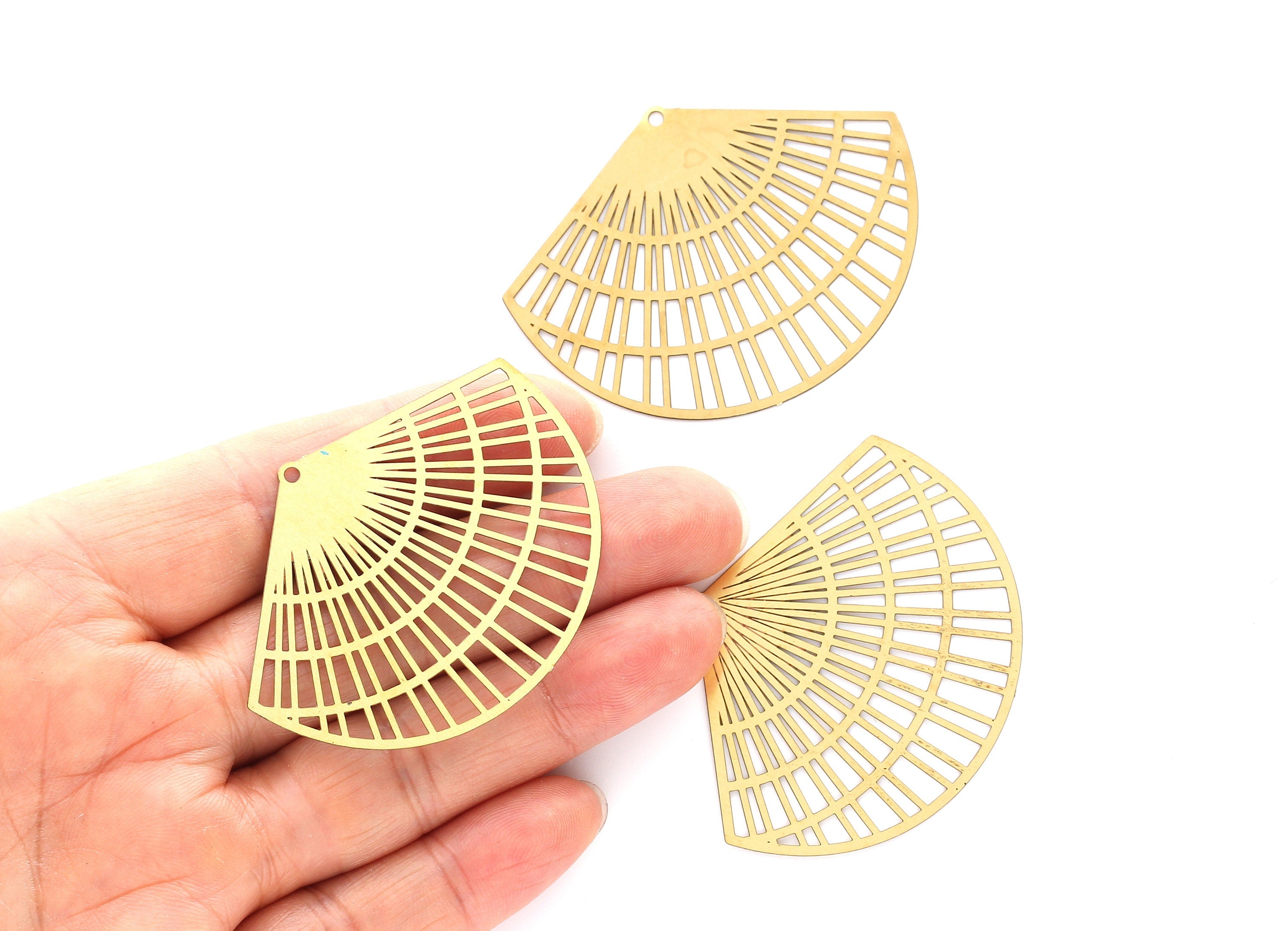 Raw Brass Earrings Charms - Brass Hallow Out Earring Charms - Earring Findings - Jewelry Supplies - 40.8x53.5x0.3mm - JJB3977 - DOMEDBAZAAR