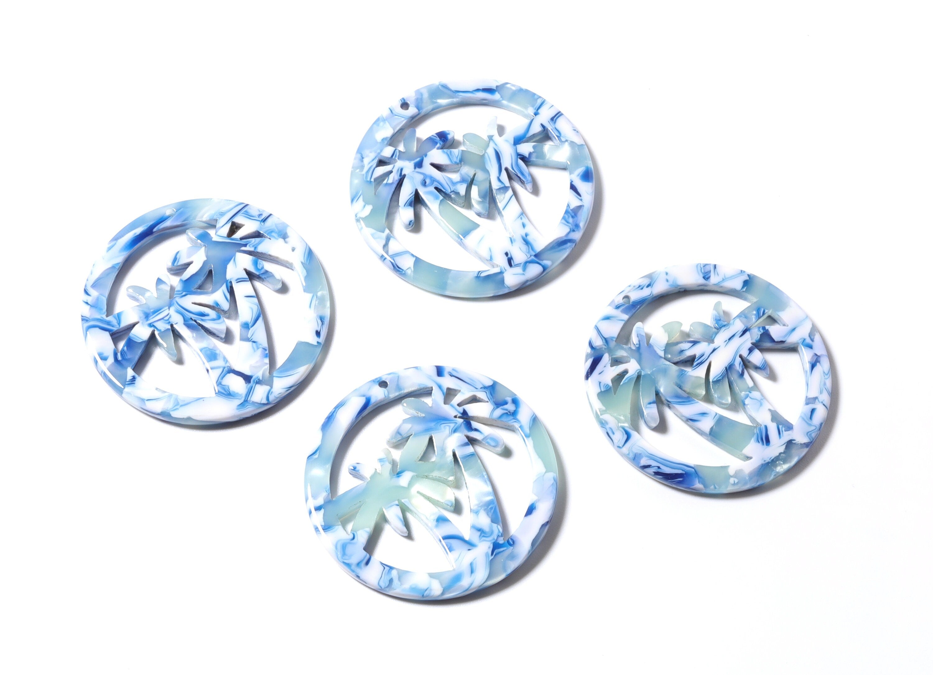 Acetate Palm Tree Earring Charms - Palm Tree Pendant - Earring Findings - Jewelry Supplies - Color Code: A120 - 34.55x34.55x2.49mm - AC1178A - DOMEDBAZAAR