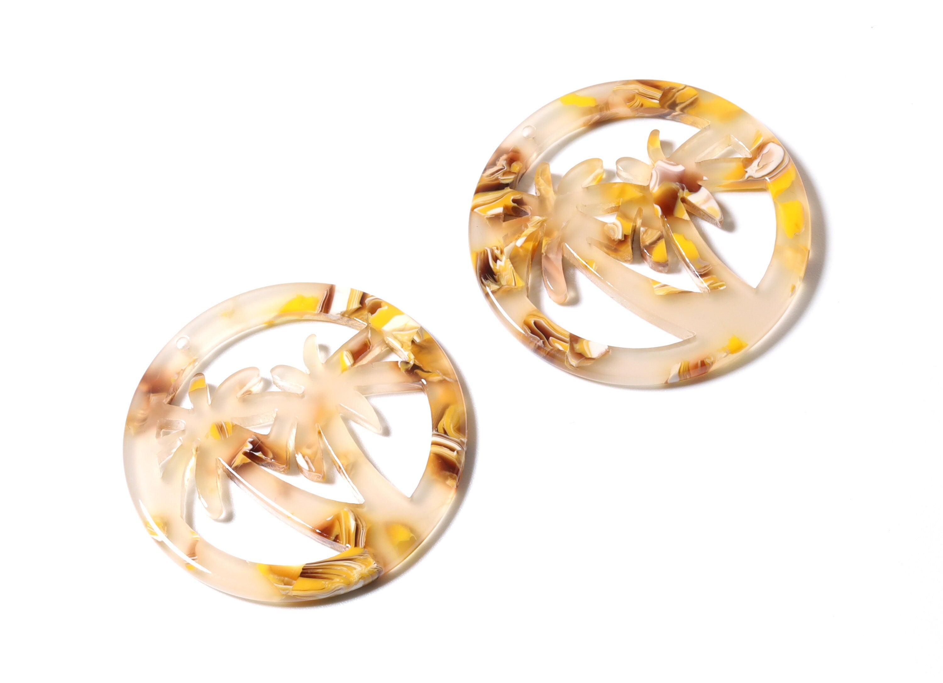 Acetate Palm Tree Earring Charms - Palm Tree Pendant - Earring Findings - Jewelry Supplies - Color Code: A121 - 34.55x34.55x2.49mm - AC1178B - DOMEDBAZAAR
