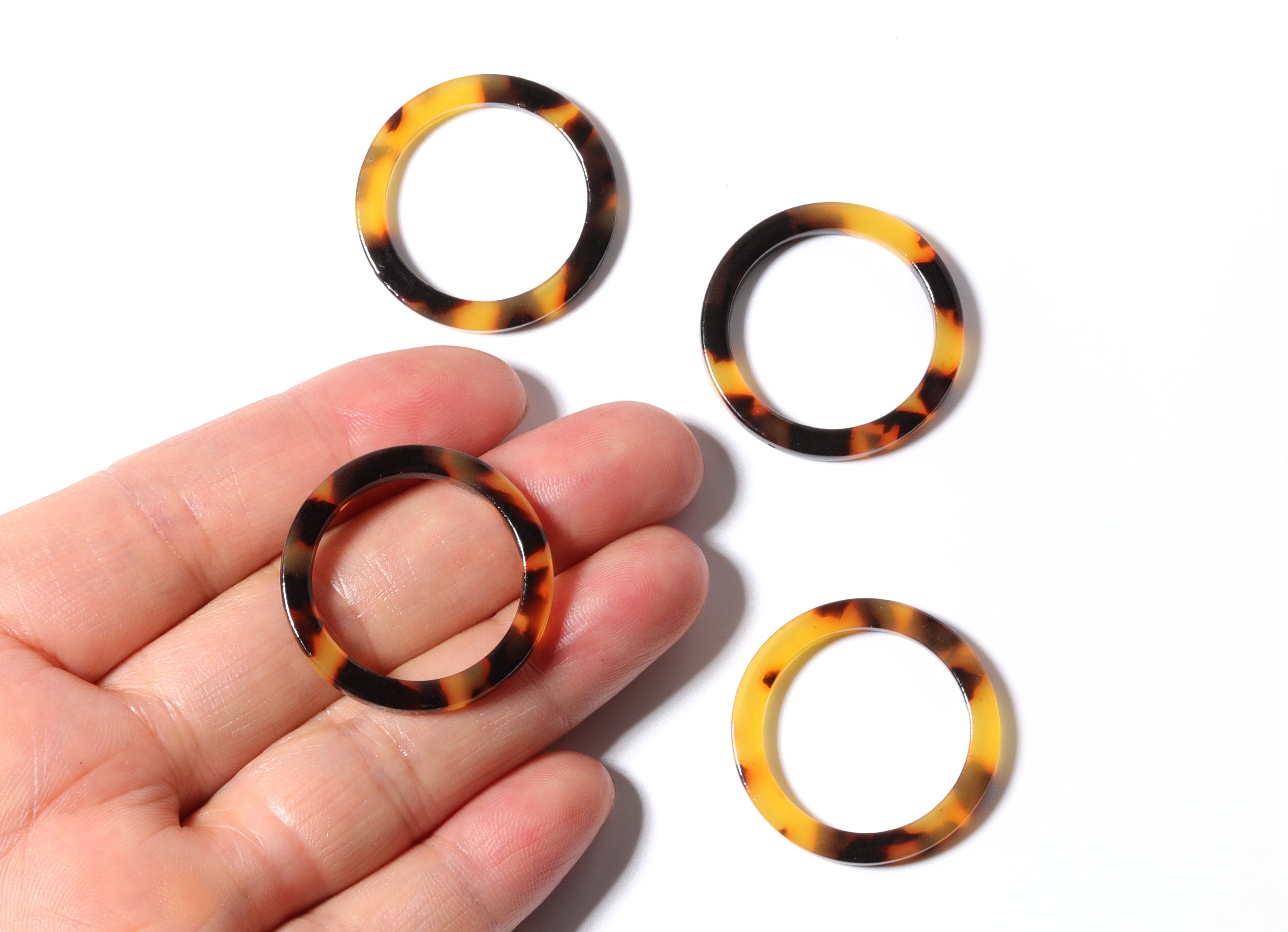 Acetate Hoop Earrings Charms - Tortoise Hoop Shell Earrings- Circle Pendant - Jewelry Supplies - Color Code: A01 - 28.8x28.8x2.55mm- AC1169A - DOMEDBAZAAR