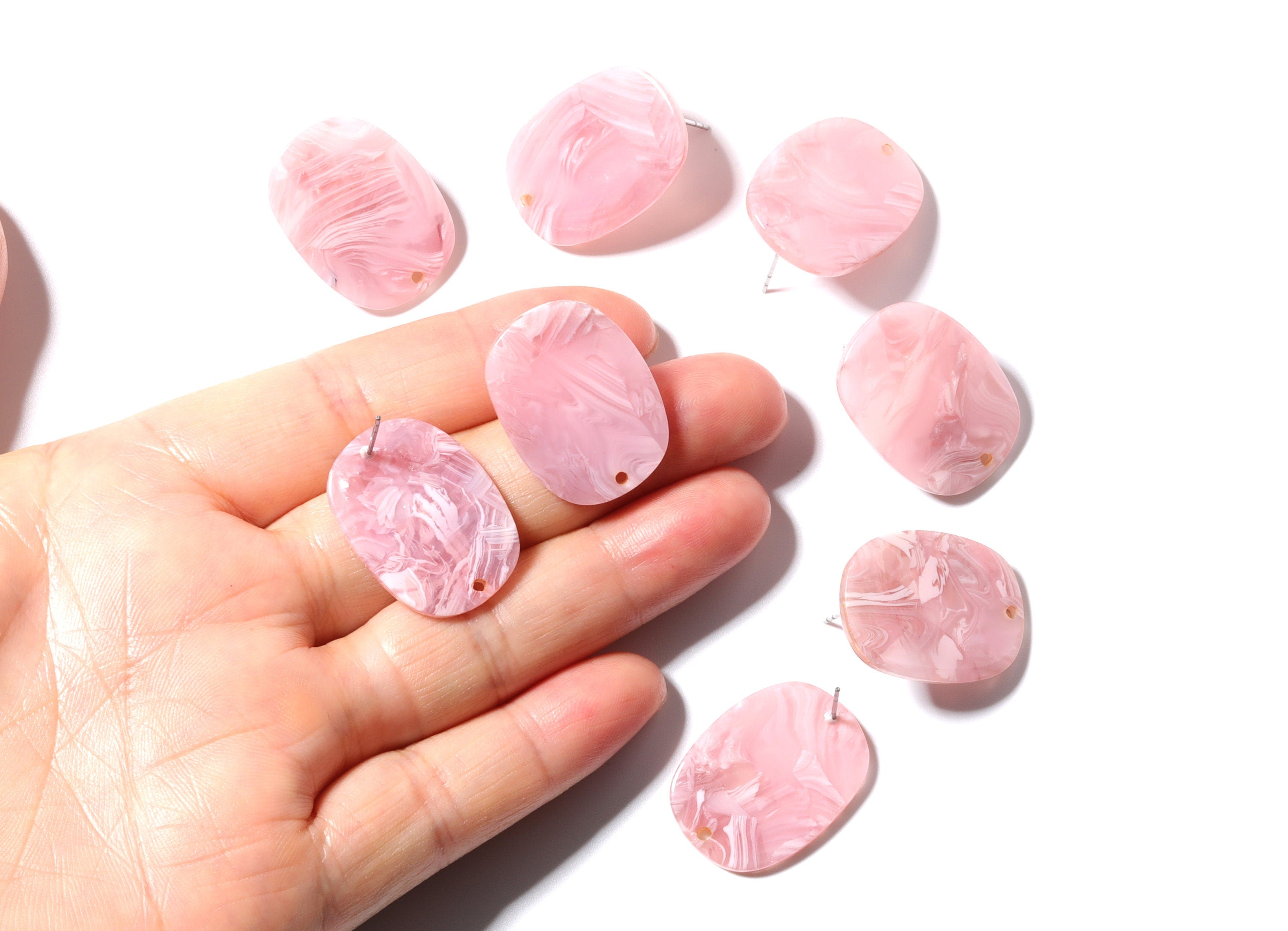 Acetate Oval Earring Stud - Oval Earring Post and Stud - Earring Findings - Jewelry Supplies - Color Code: A26 - 26x19x2.6mm- AC1002LP - DOMEDBAZAAR