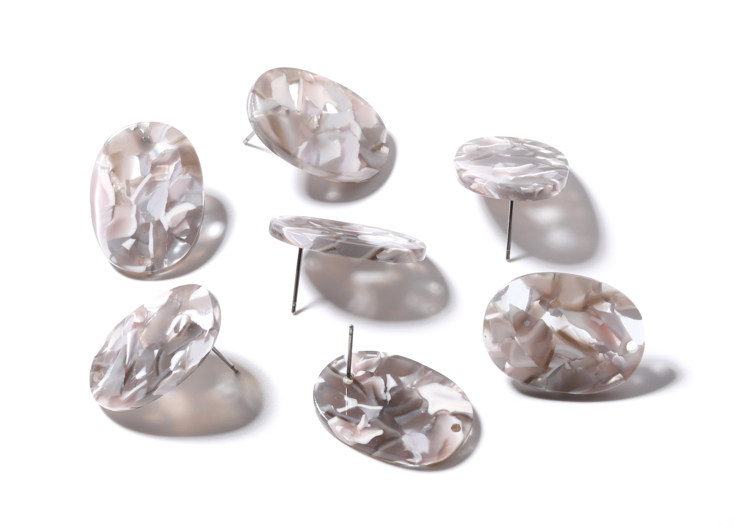Acetate Oval Earring Stud - Oval Earring Post and Stud - Earring Findings - Jewelry Supplies - Color Code: A20 - 26x19x2.6mm- AC1002Z - DOMEDBAZAAR