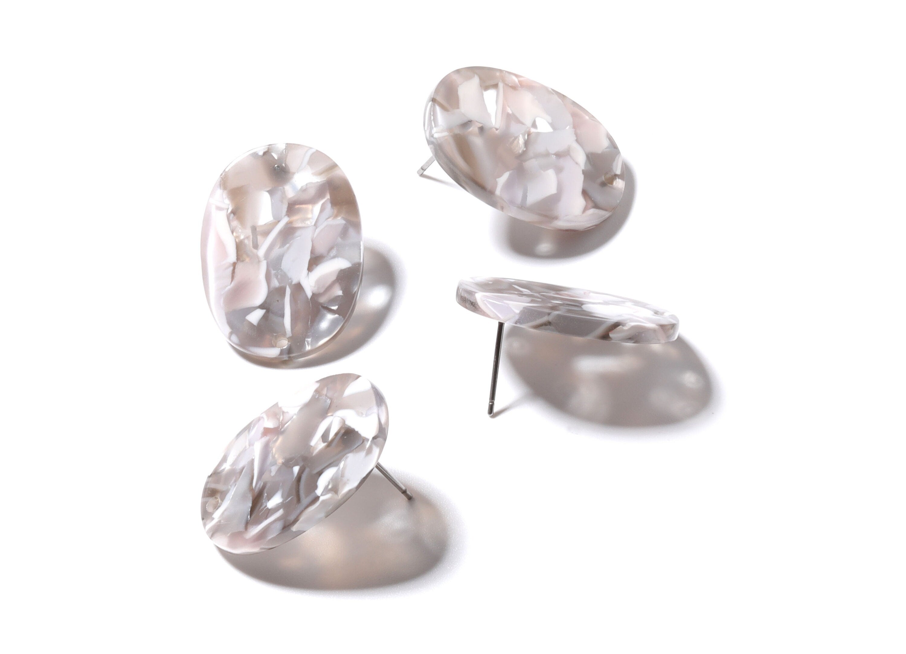 Acetate Oval Earring Stud - Oval Earring Post and Stud - Earring Findings - Jewelry Supplies - Color Code: A20 - 26x19x2.6mm- AC1002Z - DOMEDBAZAAR