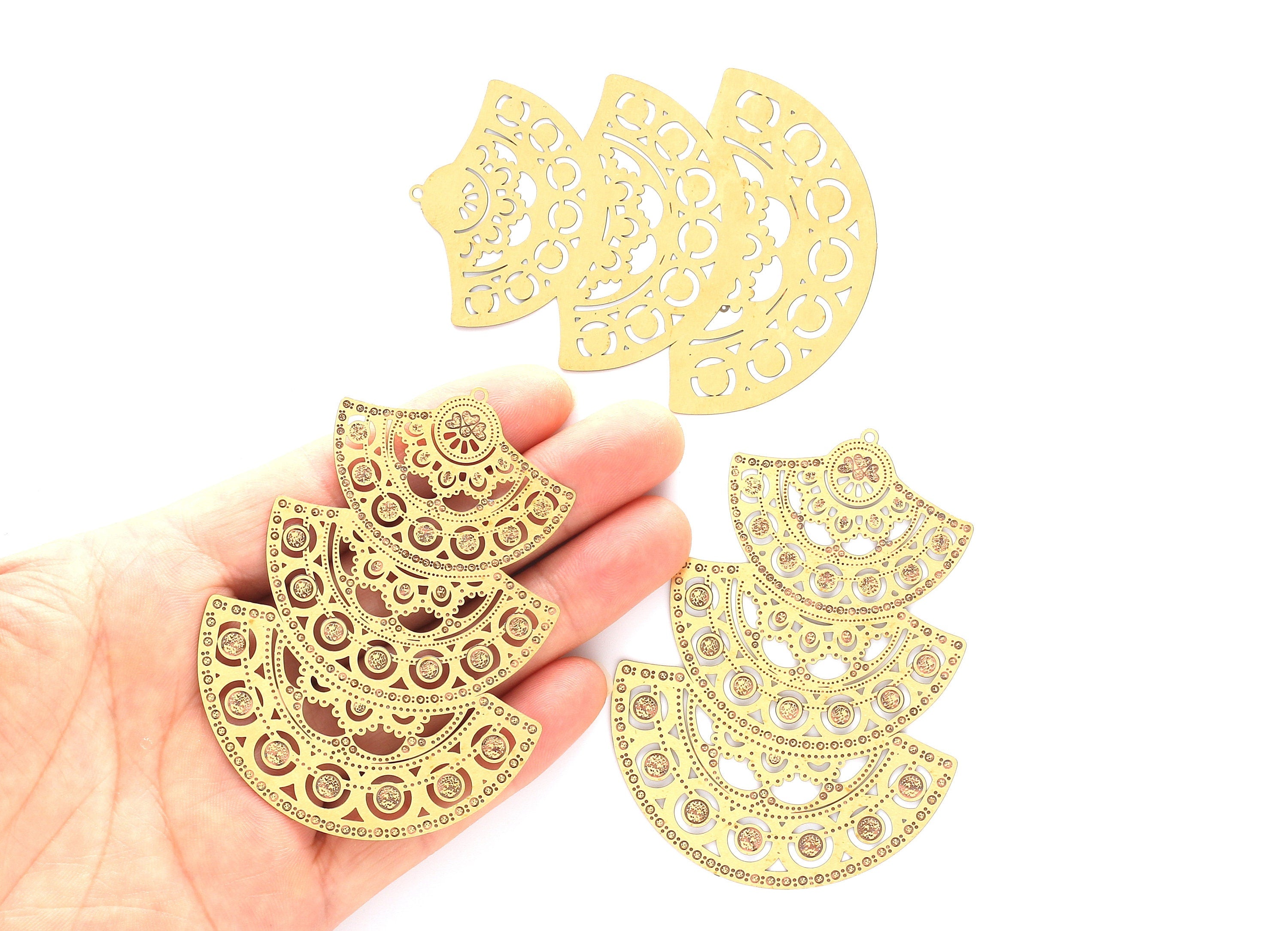 Raw Brass  Hollow Out Earring Charms - Exaggerated Earring Charms - Earring Findings - Jewellery Supplies - 70x44.9x0.3mm - JJA4130 - DOMEDBAZAAR