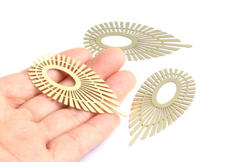 Raw Brass Marquise Shaped Earrings Charms - Hallow Out Earring Charms - Earring Findings - Jewelry Supplies - 60.2x29.7x0.3mm - JJB2814 - DOMEDBAZAAR
