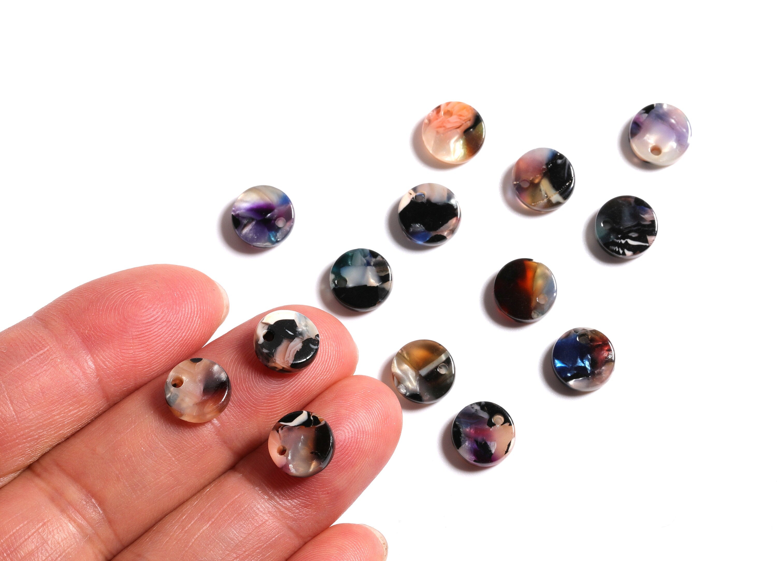 Acrylic Round Earring Charms - Round Circle Pendant - Earring Findings - Jewelry Supplies - Color Code: A58 - 8.82x8.82x2.7mm - AC1116E - DOMEDBAZAAR