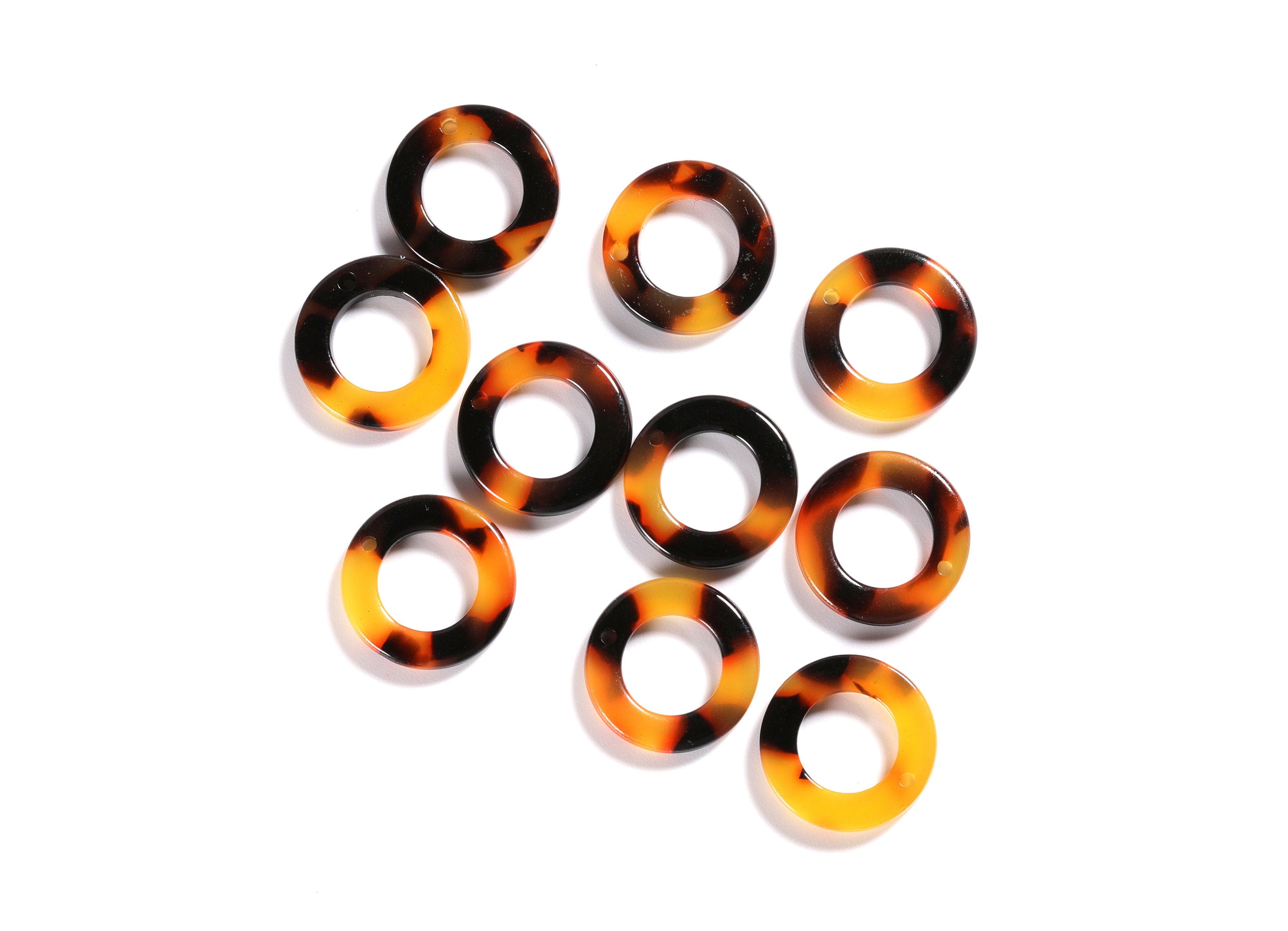 Acrylic Earring Charms - Tortoise Shell Earrings - Round Circle Pendant - Jewelry Supplies - Color Code: A01 - 15.9x15.9x2.66mm - AC1117A - DOMEDBAZAAR