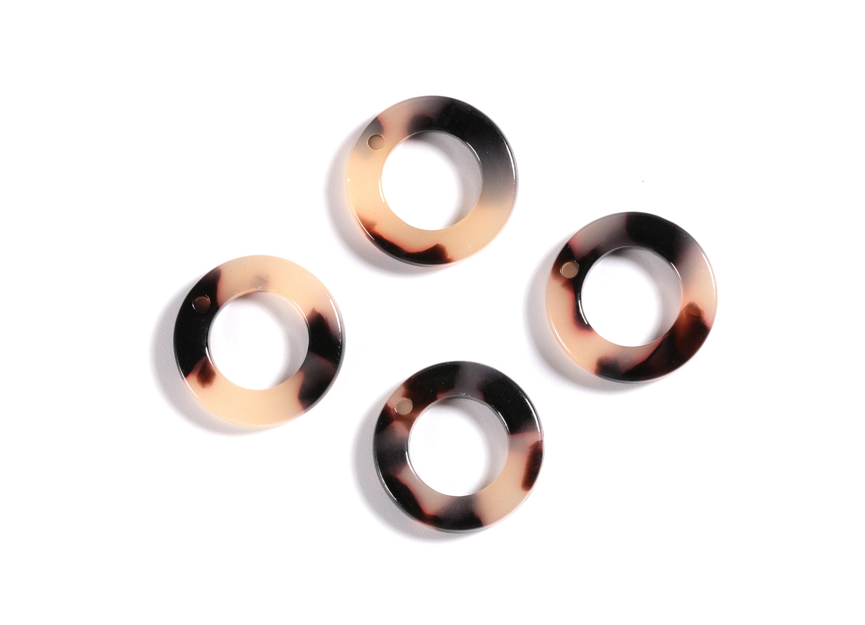 Acrylic Earring Charms - Blonde Tortoise Shell Earrings - Round Circle Shaped - Color Code: A07 - 15.9x15.9x2.66mm - AC1117B - DOMEDBAZAAR