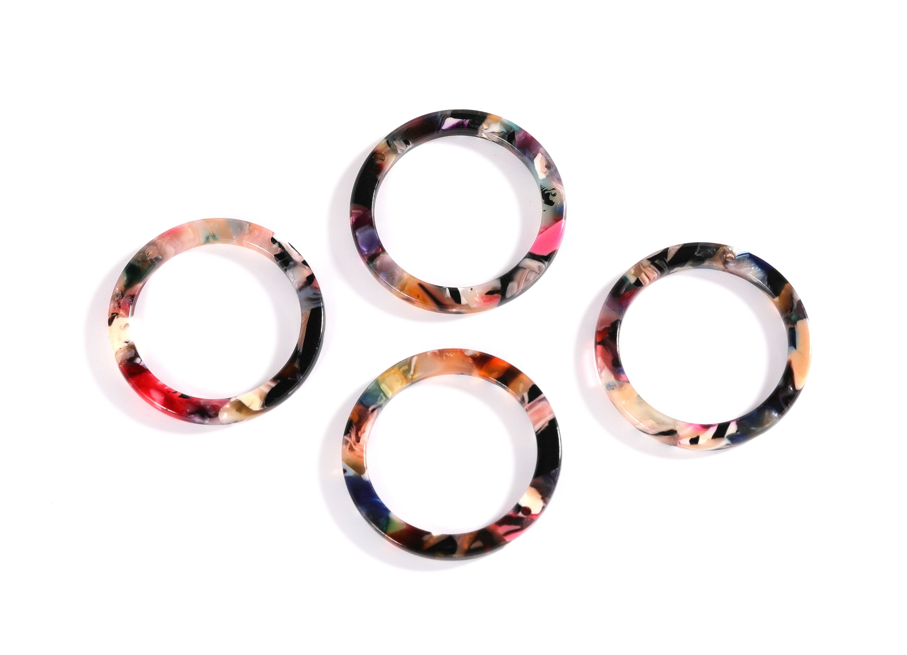 Acetate Hoop Earrings Charms - Acrylic Circle Pendant - Earring Findings - Jewelry Supplies - Color Code: A58 - 29.8x29.8x2.52mm - AC1119E - DOMEDBAZAAR