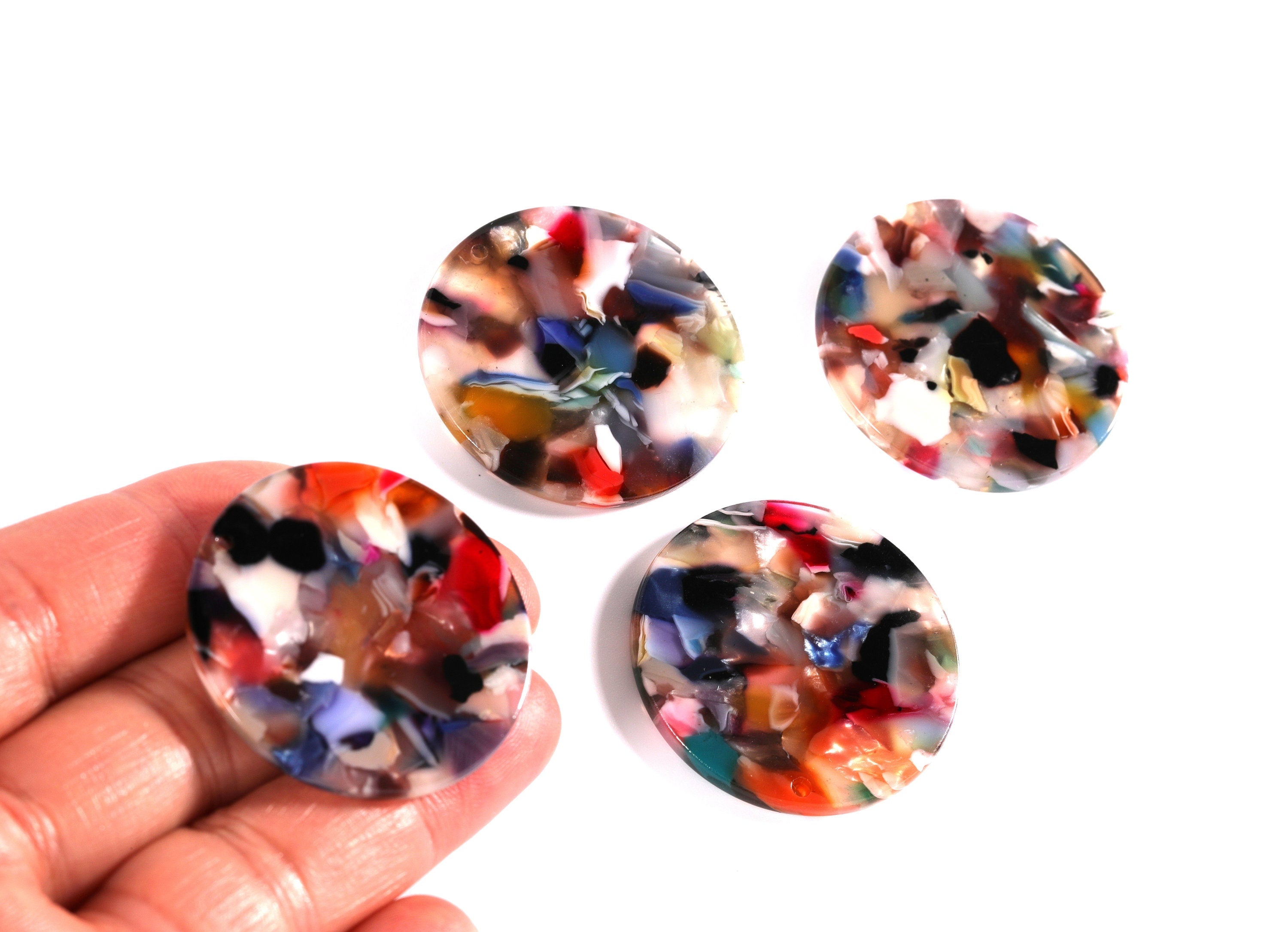 Acetate Coin Earring Charms - Coin Shaped Pendant - Earring Findings - Jewelry Supplies - Color Code: A60 - 34.7x34.7x2.66mm - AC1135L - DOMEDBAZAAR