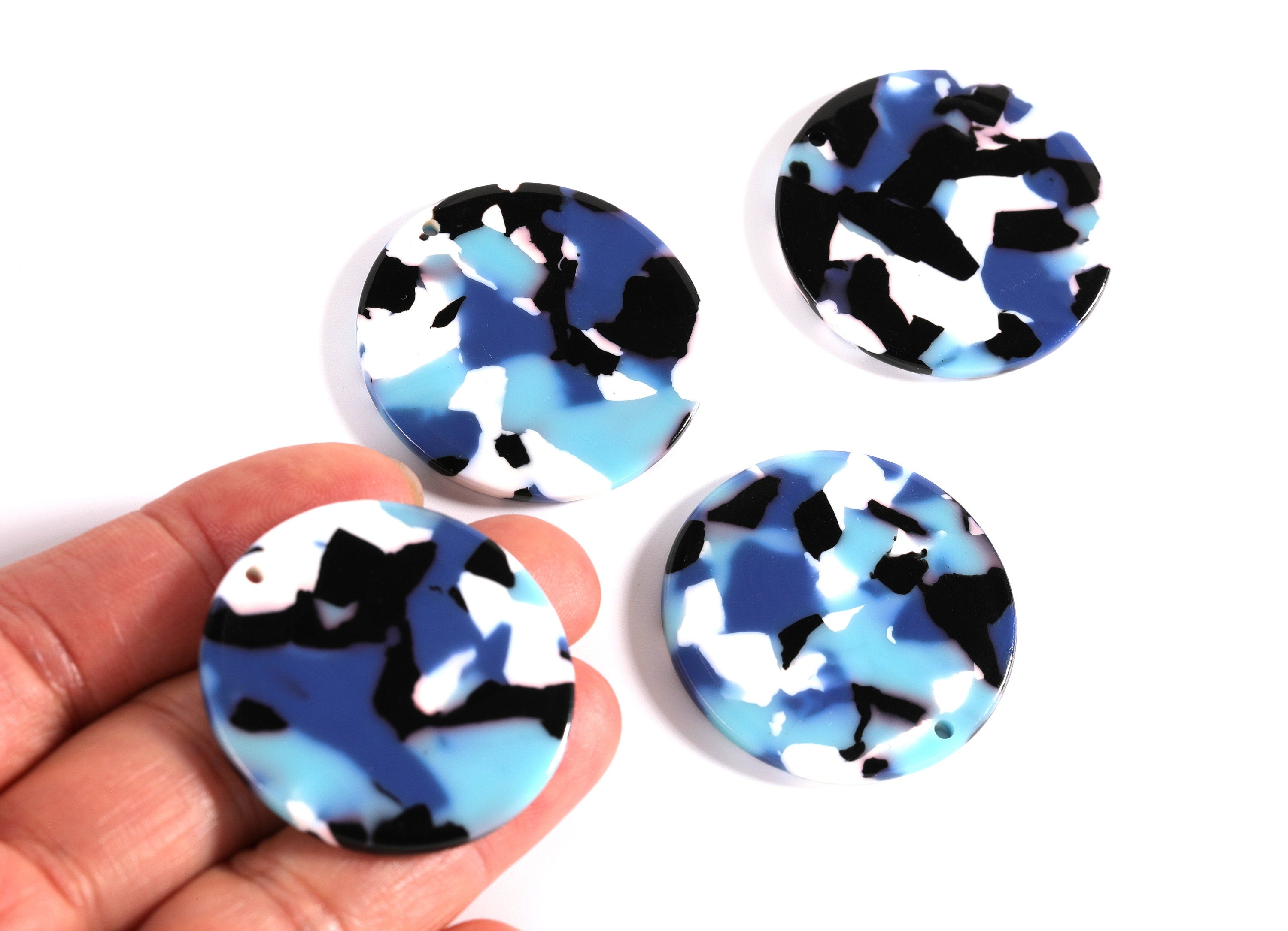 Acetate Round Earring Charms - Acrylic Coin Pendant - Earring Findings - Jewelry Supplies - Color Code: A16 -34.7x34.7x2.66mm - AC1135A - DOMEDBAZAAR