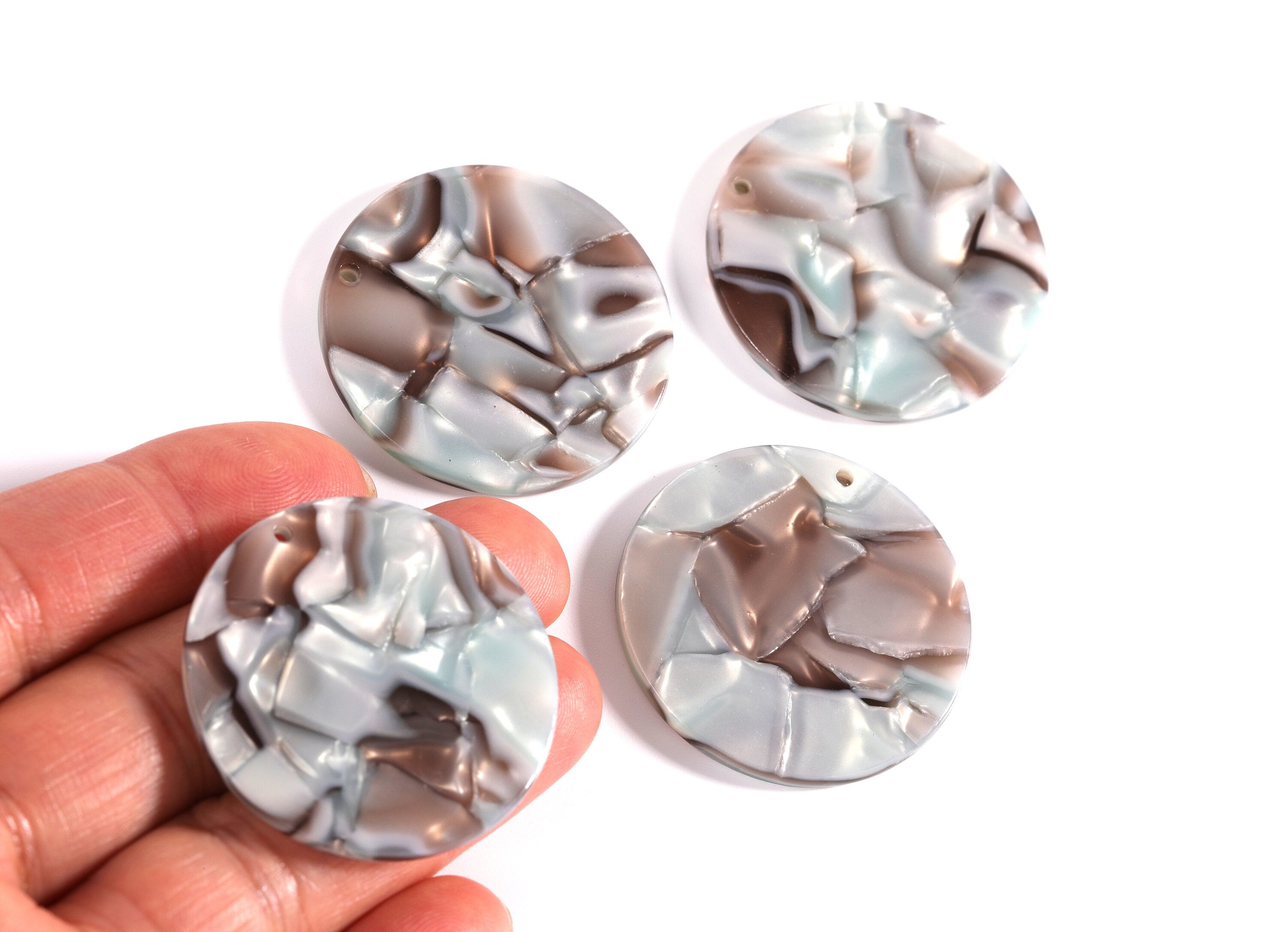 Acetate Round Earring Charms - Coin Shaped Pendant - Earring Findings - Jewelry Supplies - Color Code: A22 -34.7x34.7x2.66mm - AC1135C - DOMEDBAZAAR