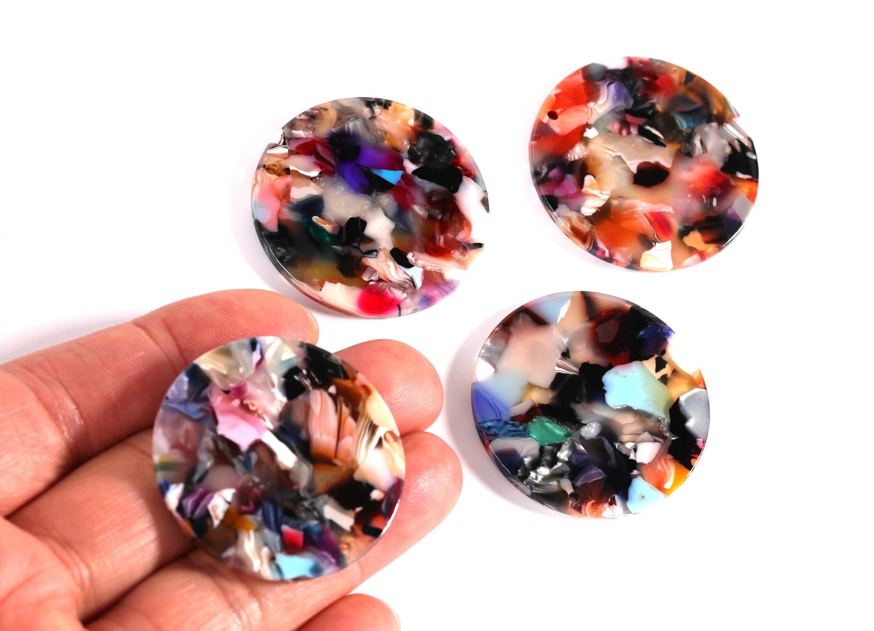 Acetate Round Earring Charms - Acrylic Coin Pendant - Earring Findings - Jewelry Supplies - Color Code: A60 - 34.7x34.7x2.66mm - AC1135D - DOMEDBAZAAR