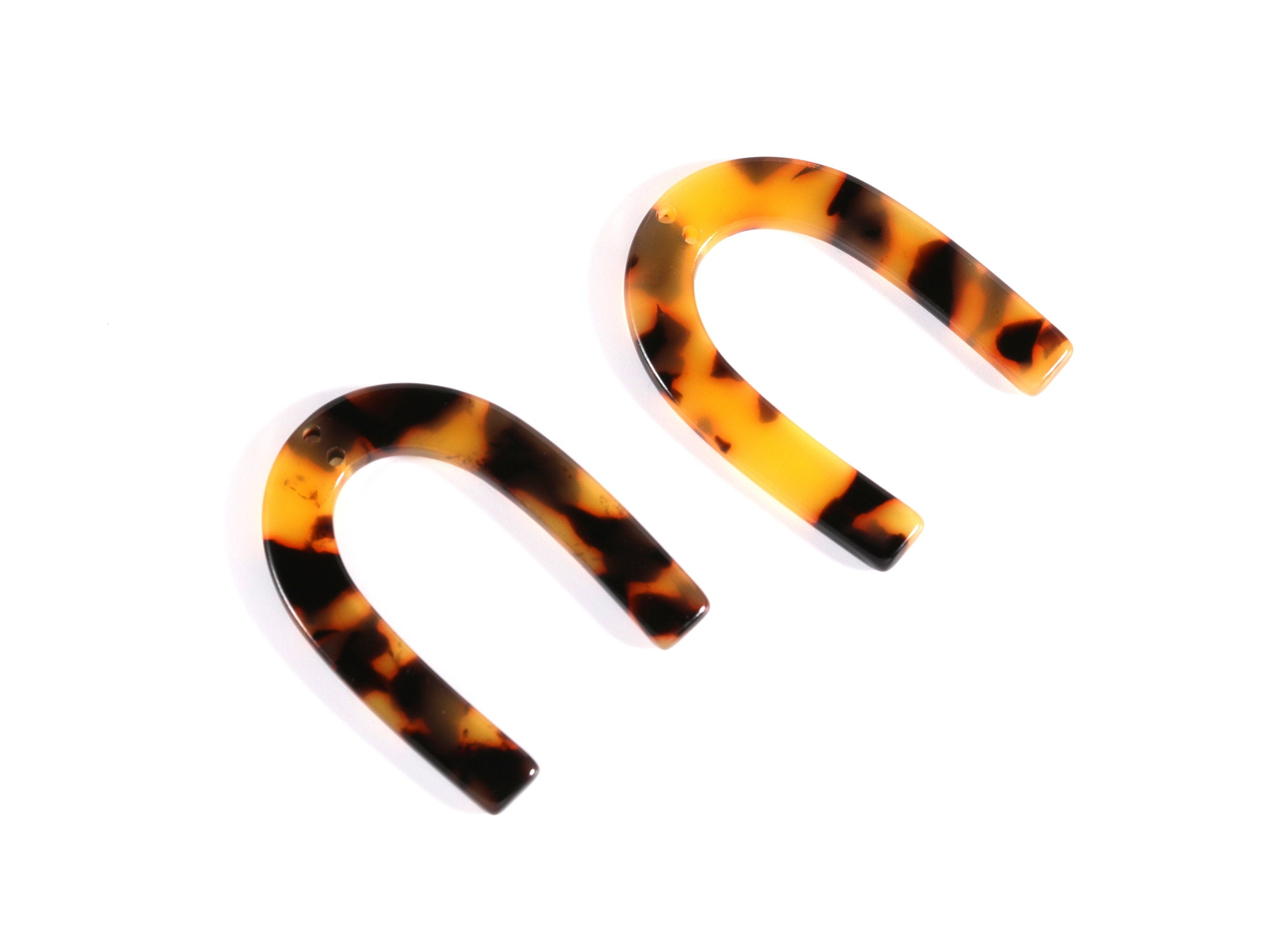 Acetate U Connector - Two Holes - Tortoise Shell Earrings - U Pendant - Jewelry Supplies - Color Code: A01 - 34.61x26.25x2.55mm - AC1114A - DOMEDBAZAAR