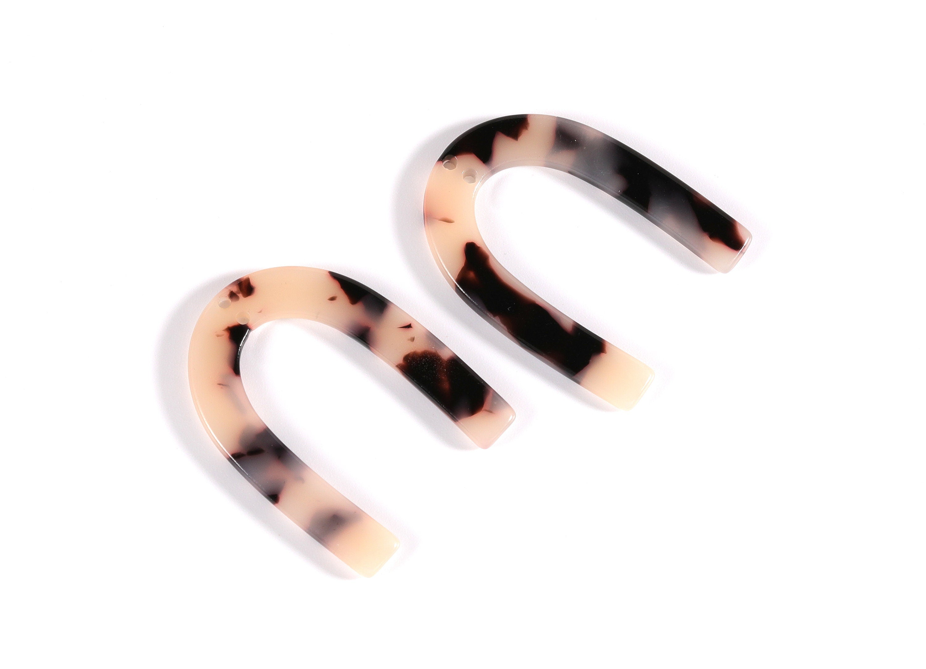 Acetate U Connector - Two Holes - Blonde Tortoise Shell Earrings - U Pendant - Color Code: A06 - 34.61x26.25x2.55mm - AC1114B - DOMEDBAZAAR