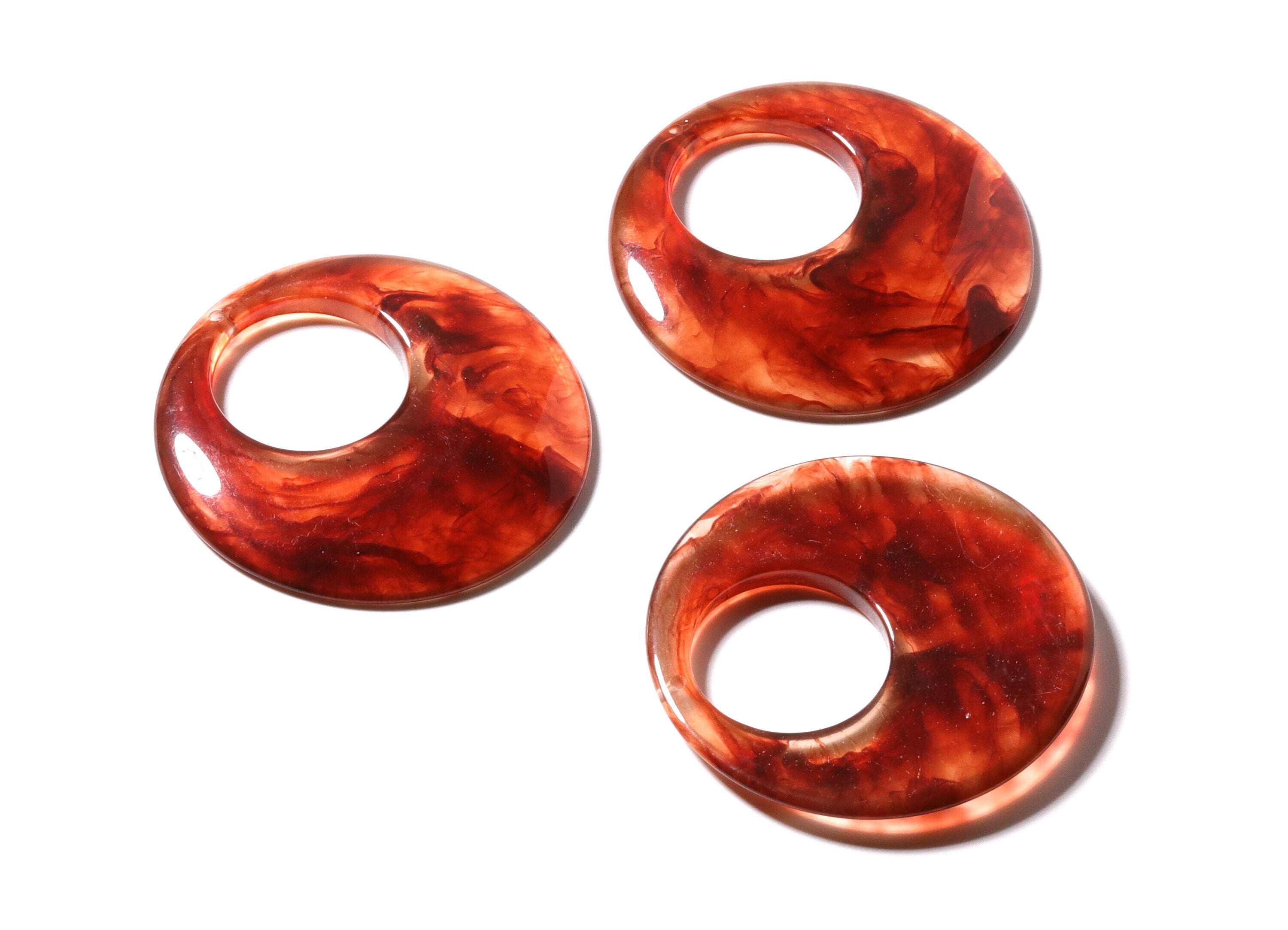 Acrylic Circle Charms - Circle Earrings and Pendant - Earring Findings - Jewelry Supplies - 48x48x5mm - AC1016D - DOMEDBAZAAR