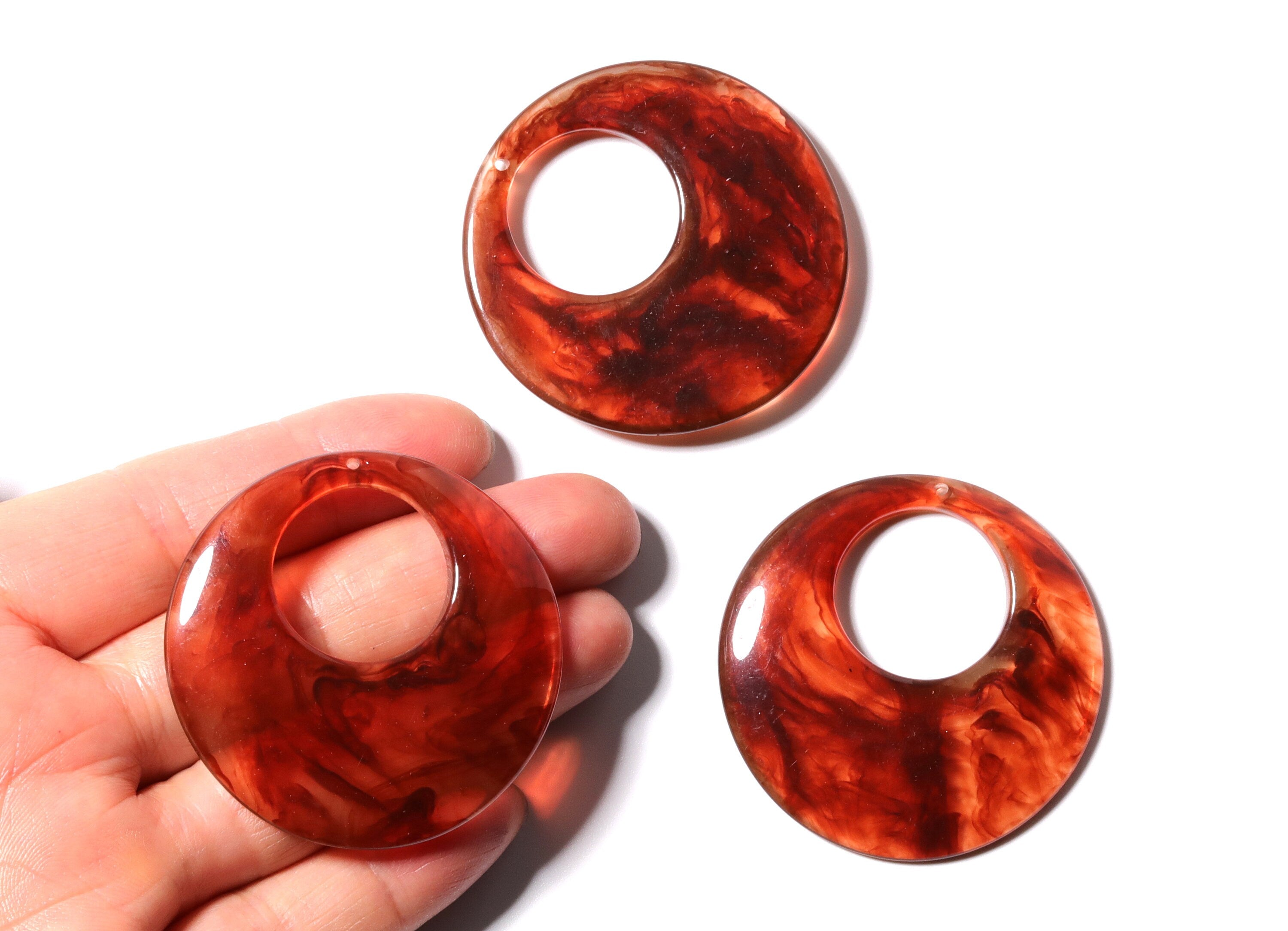 Acrylic Circle Charms - Circle Earrings and Pendant - Earring Findings - Jewelry Supplies - 48x48x5mm - AC1016D - DOMEDBAZAAR