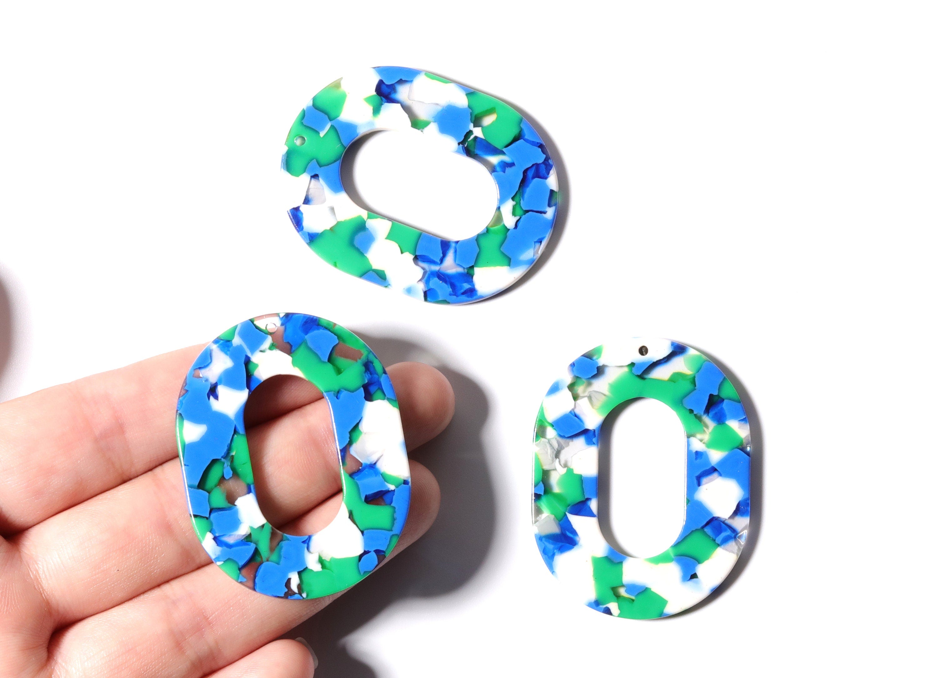 Acetate Oval Charms - Oval Earrings and Pendant - Earring Findings - Jewelry Supplies - Color Code: A110 - 47x34.9x2.5mm - AC1065Z - DOMEDBAZAAR